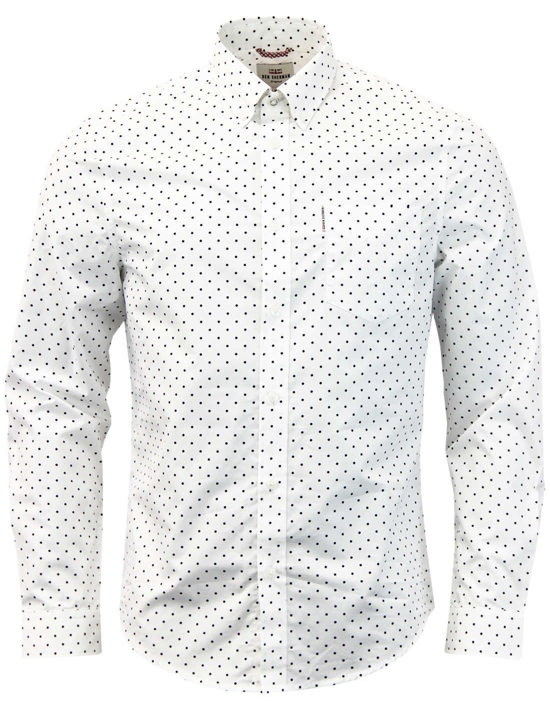 BEN SHERMAN Retro 60s Polka Dot shirt WHITE