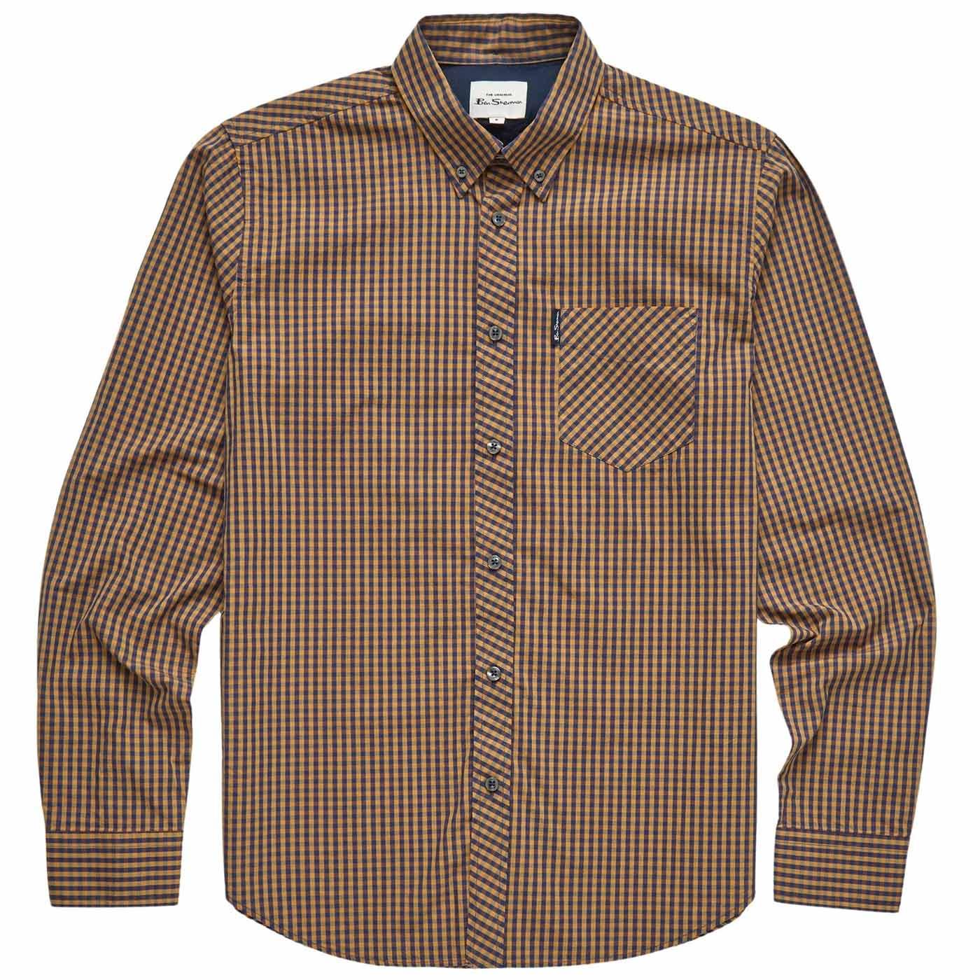 BEN SHERMAN 60s Mod Long Sleeve Gingham Shirt (O)