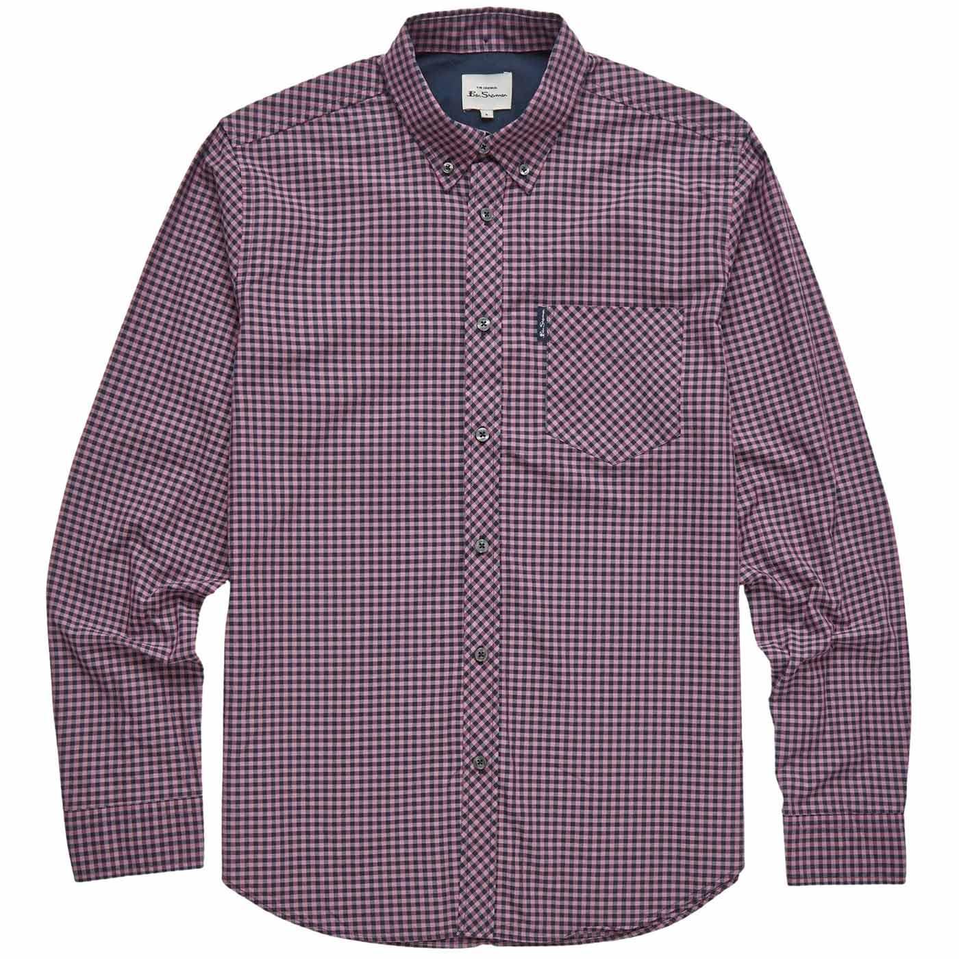 BEN SHERMAN 60s Mod Long Sleeve Gingham Shirt (V)