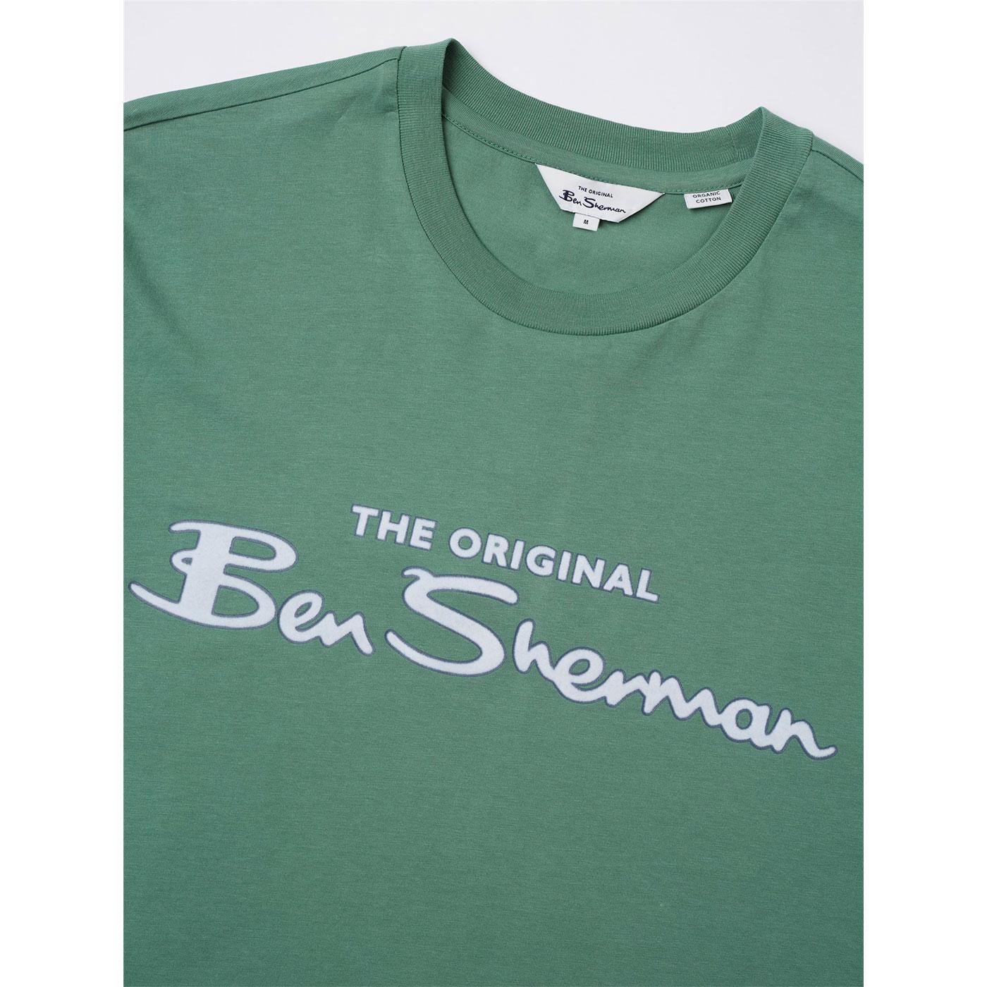 BEN SHERMAN Retro Signature Logo Tee in Grass Green