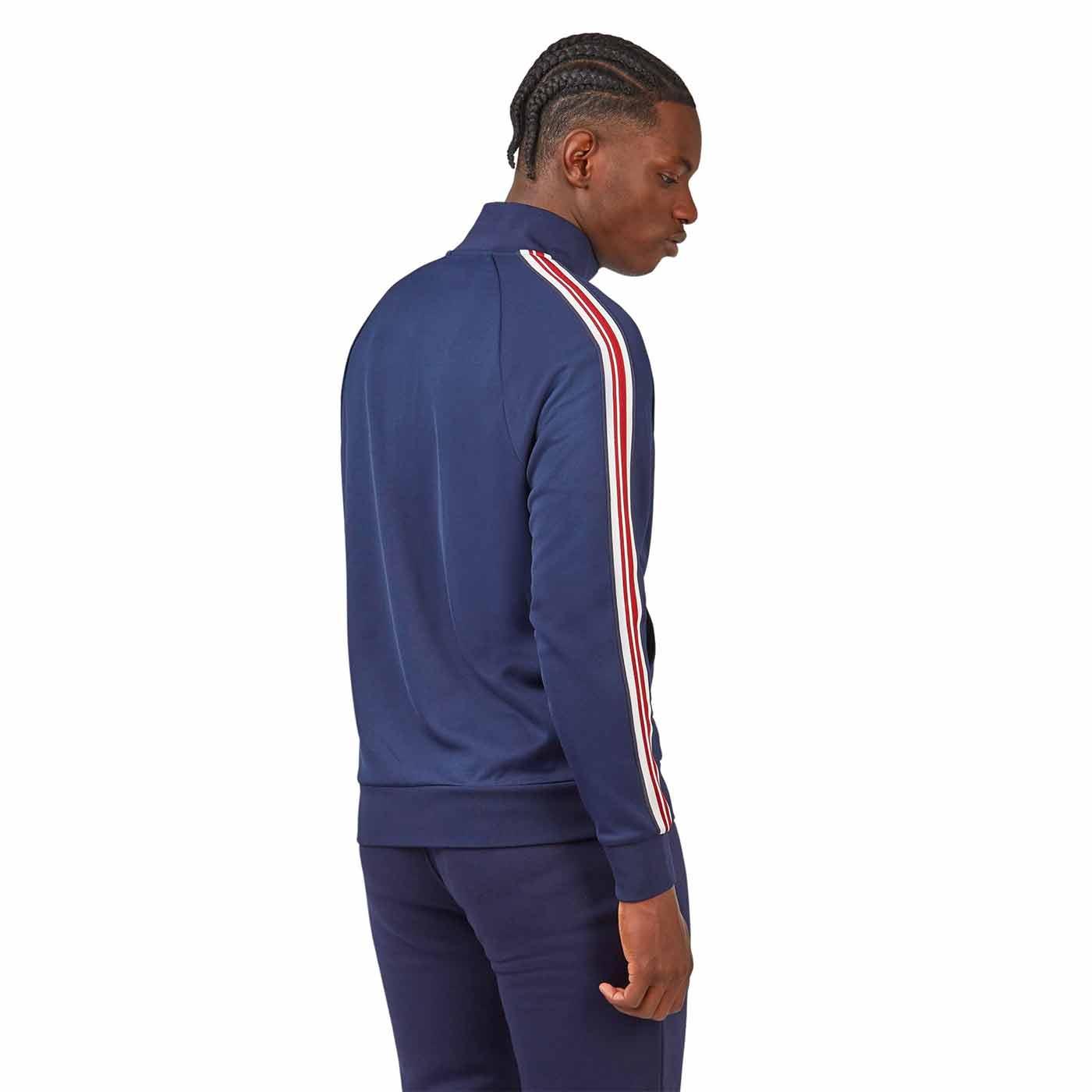 BEN SHERMAN Retro 90s House Taped Track Top in Marine