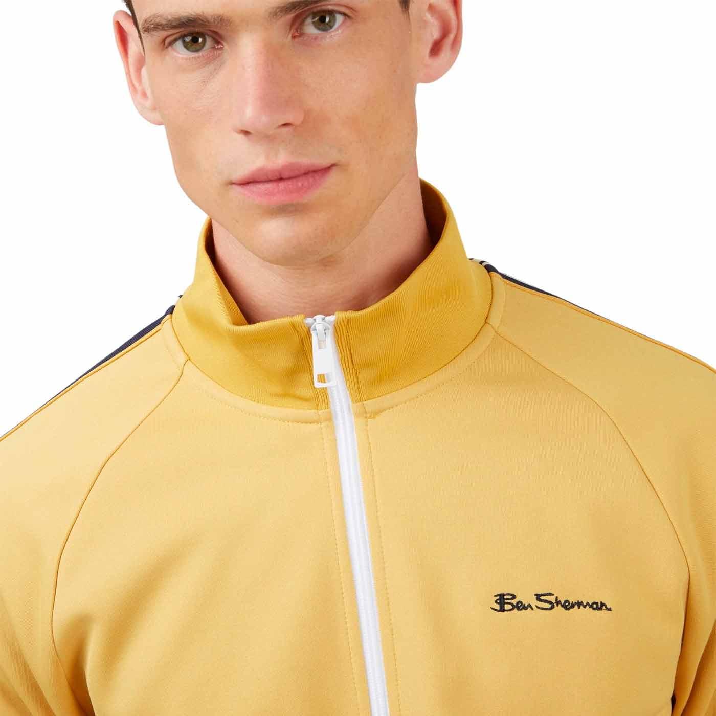 BEN SHERMAN Retro 90s House Taped Track Top in Sunflower