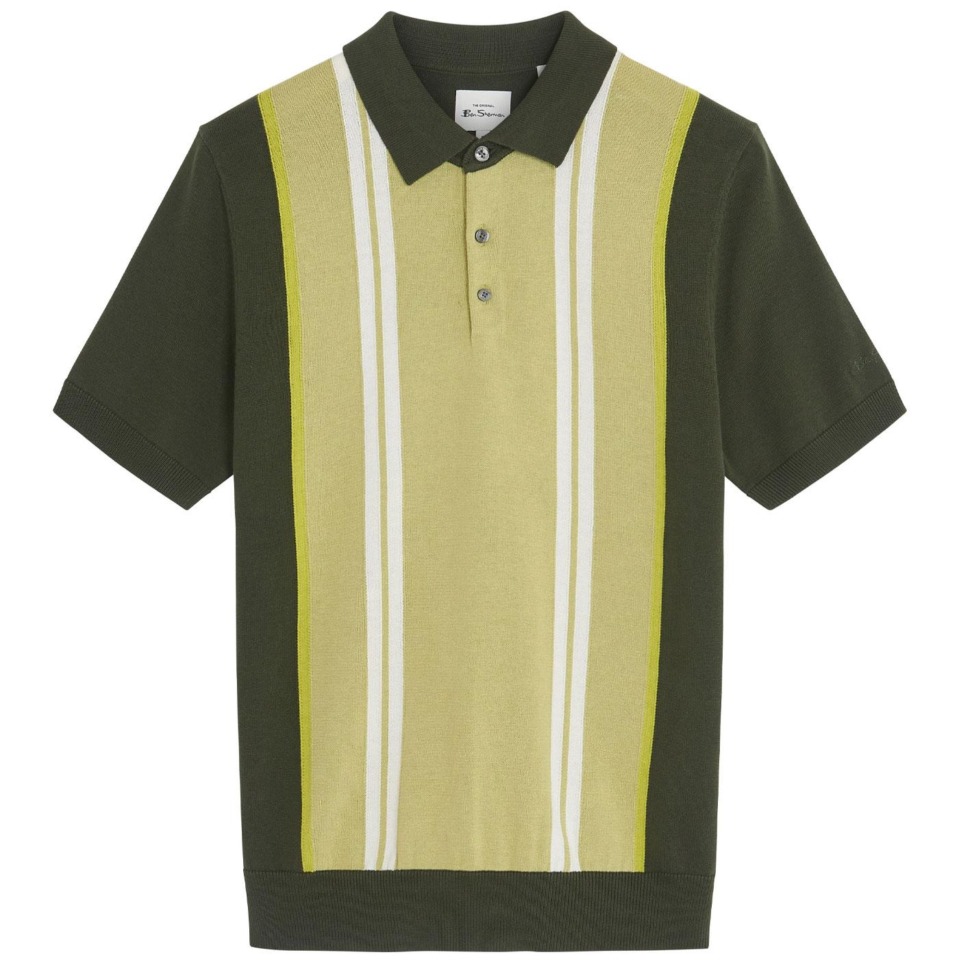 Ben Sherman Vertical Stripe Knitted Polo Shirt C