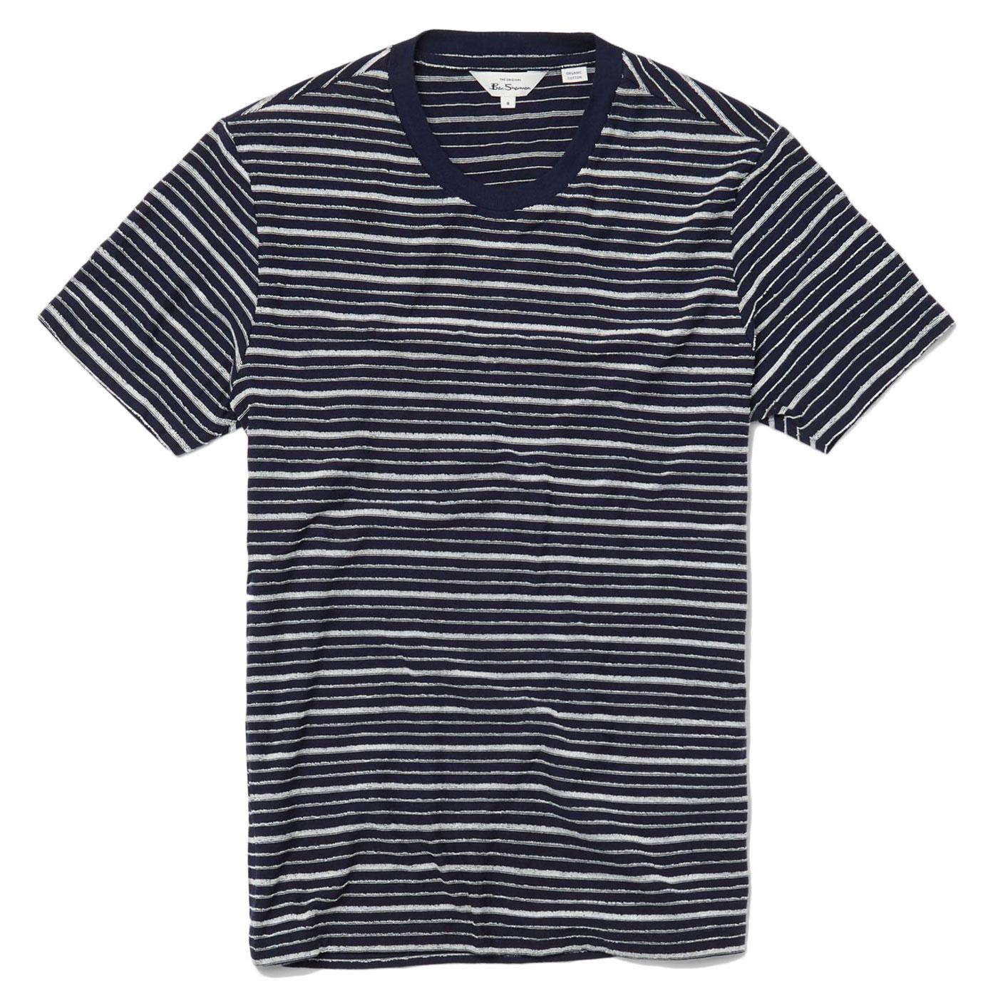 BEN SHERMAN Mens Textured Stripe Crew Neck T-Shirt