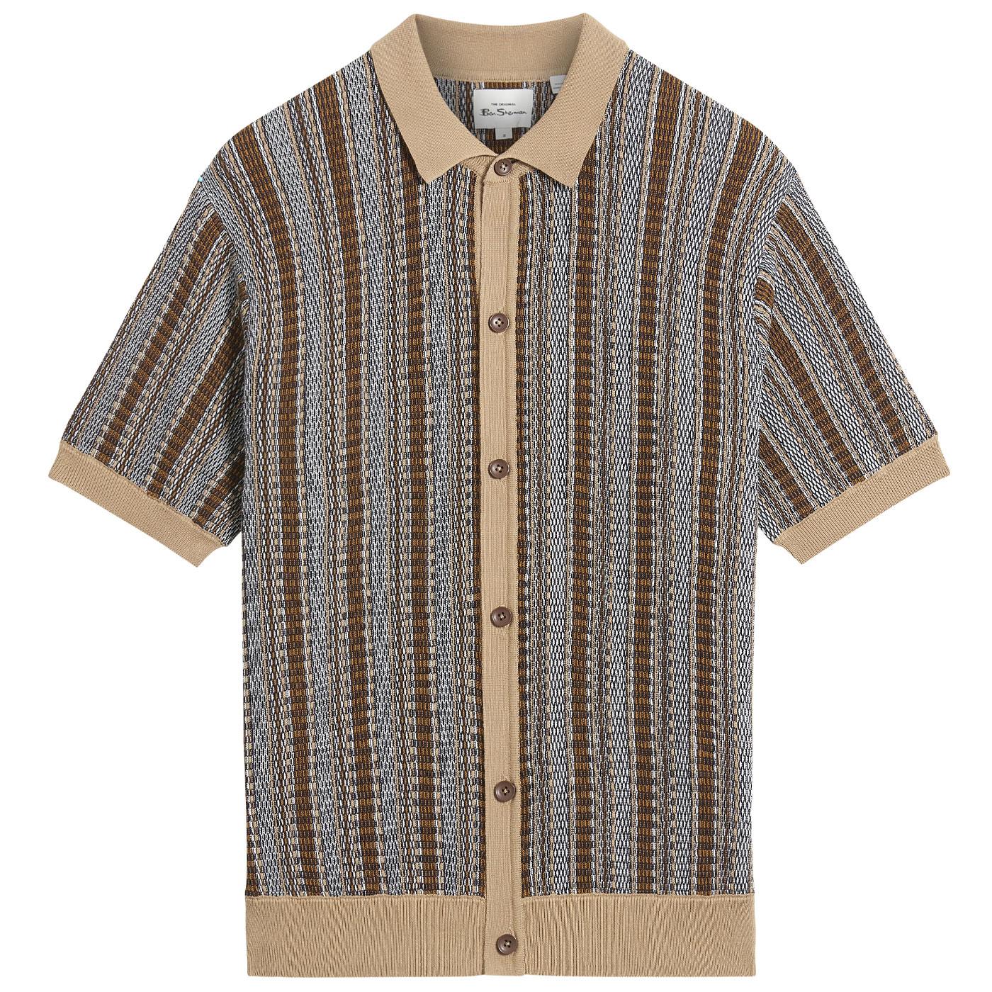 Ben Sherman Retro Textured Stripe Knitted Shirt DN
