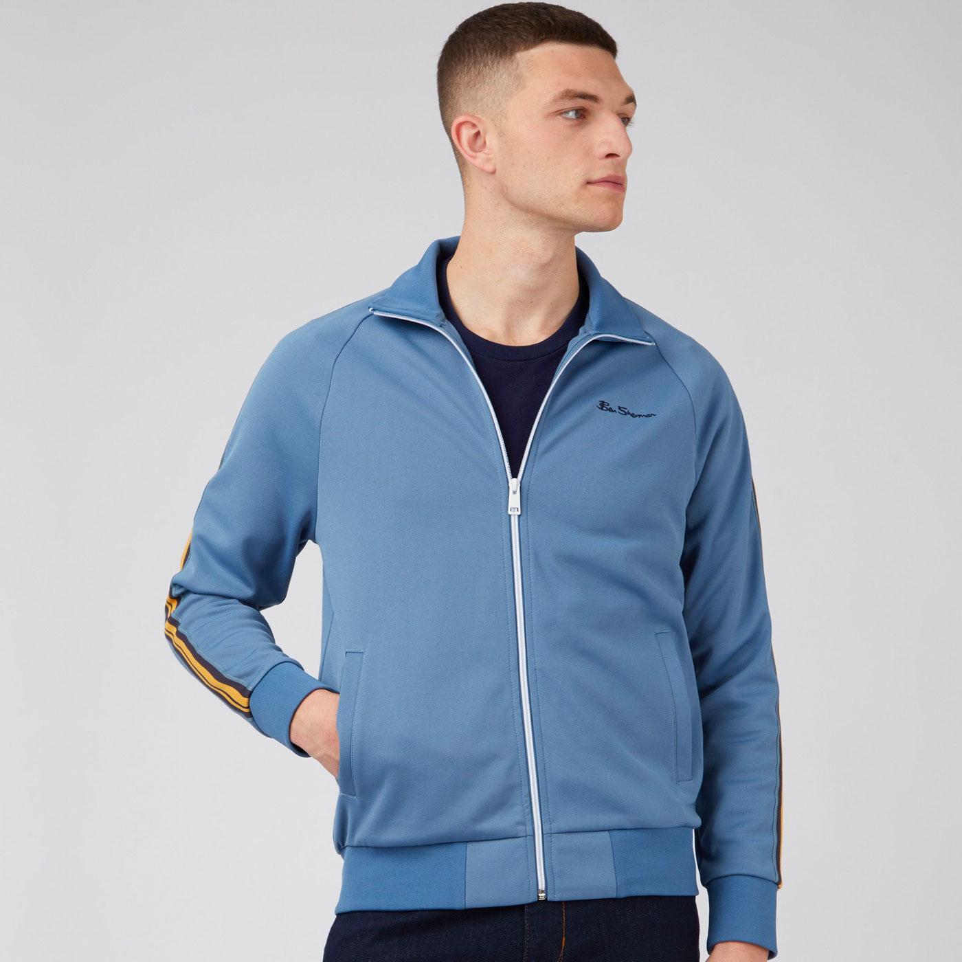 Ben Sherman retro Mod House Taped Track Top in Blue Shadow