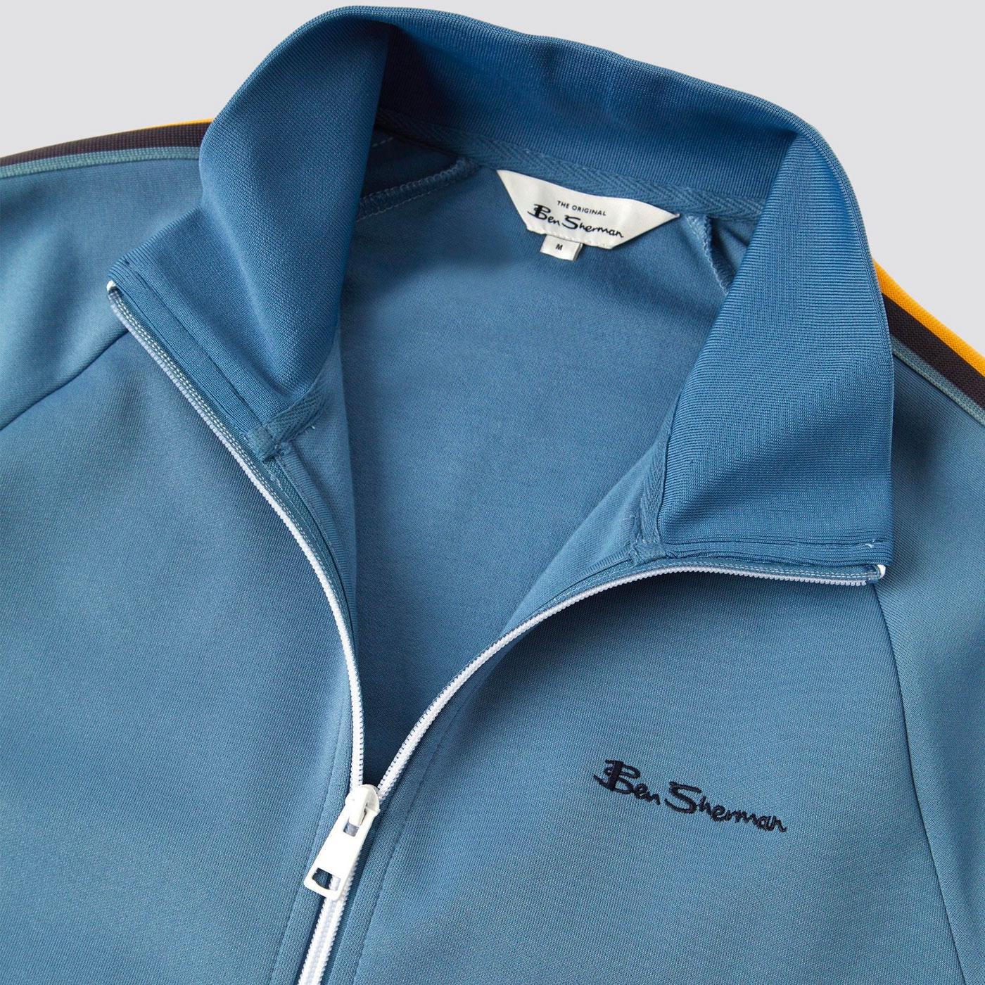 Ben Sherman retro Mod House Taped Track Top in Blue Shadow