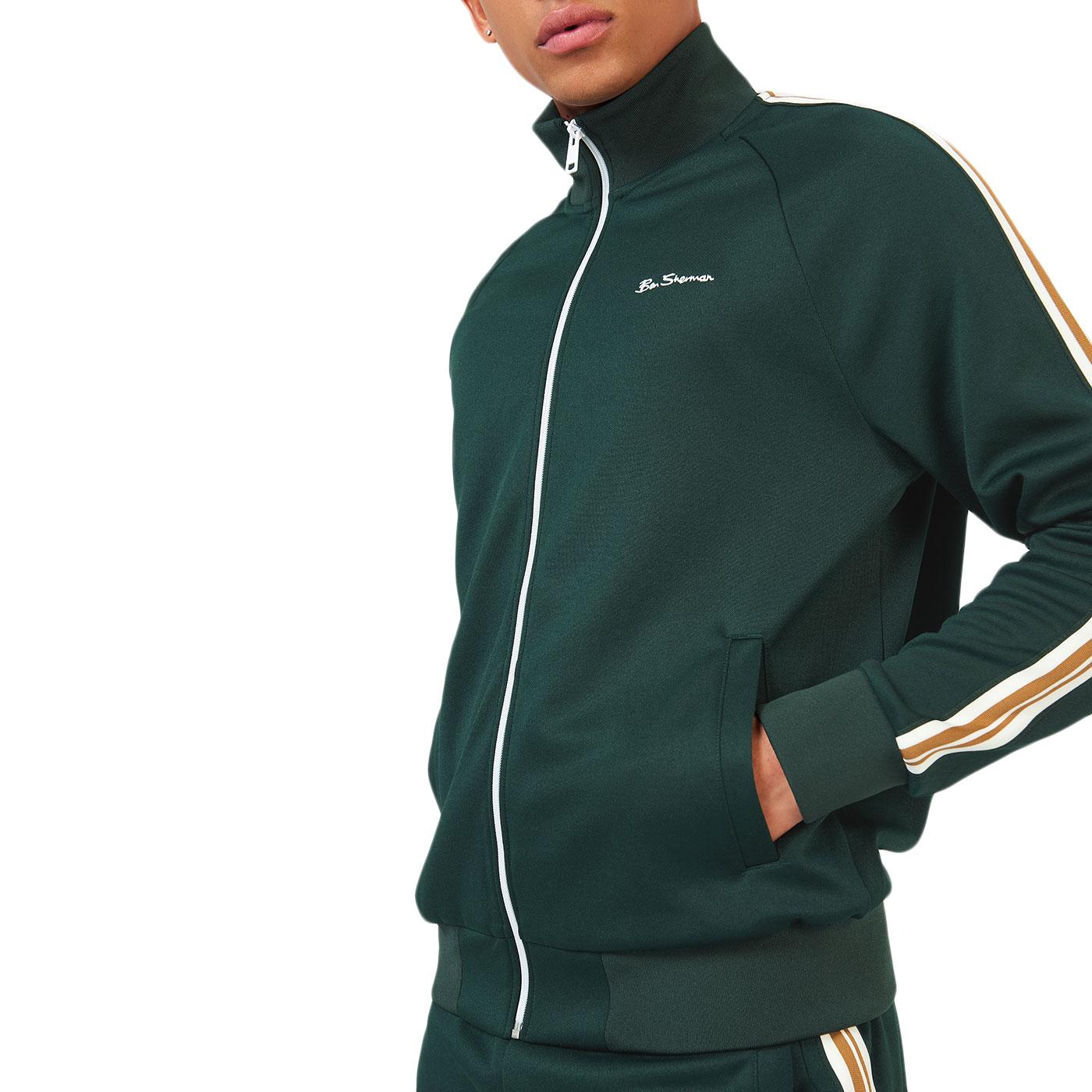 Ben Sherman Retro Mod House Taped Track Top in Dark Green