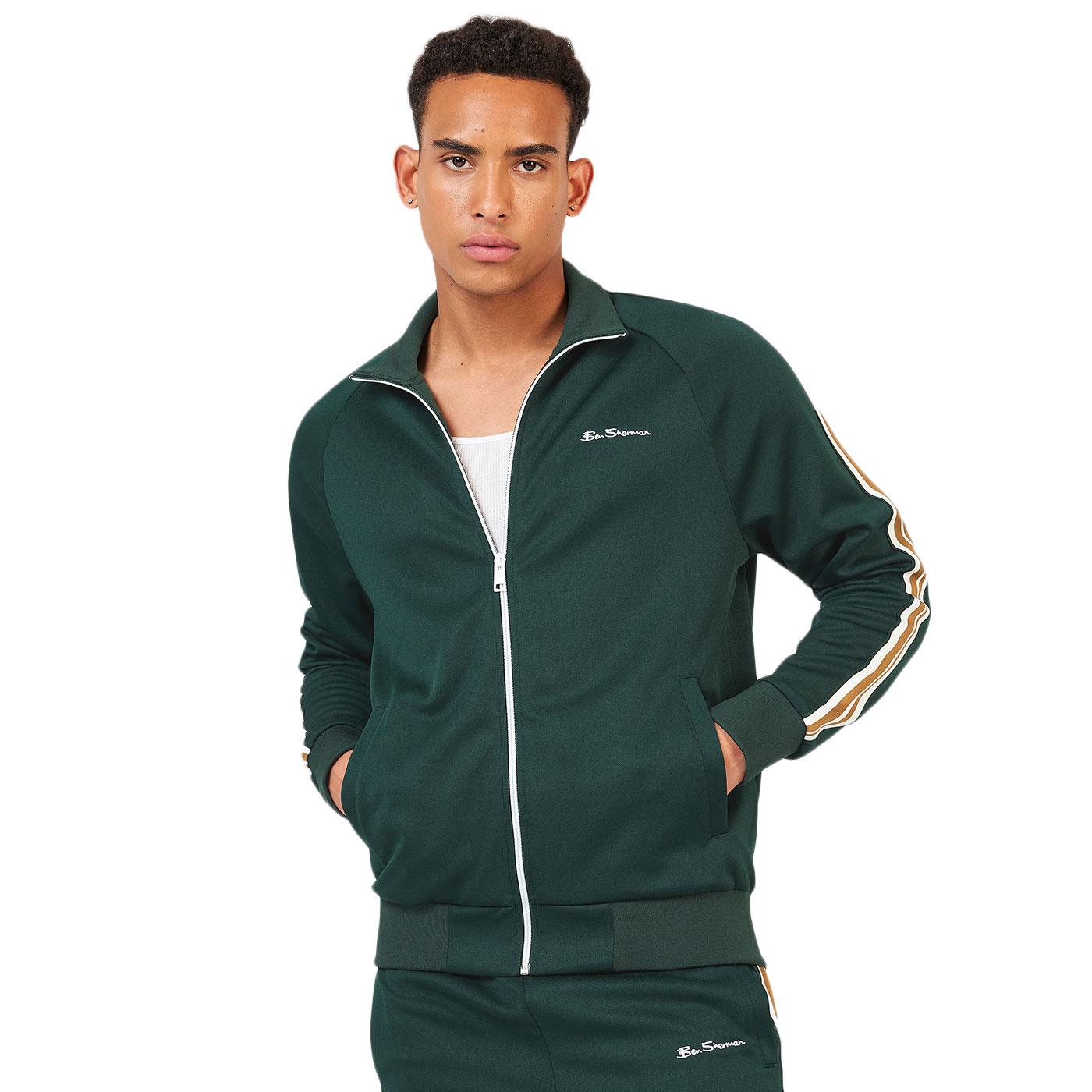 Ben Sherman Retro Mod House Taped Track Top in Dark Green