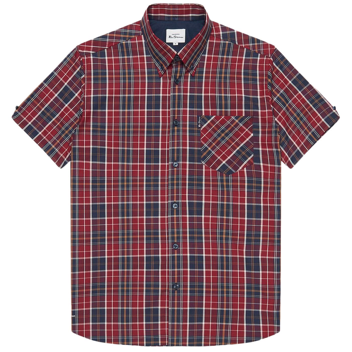 BEN SHERMAN Men's Mod S/S BD Tartan Check Shirt in Red