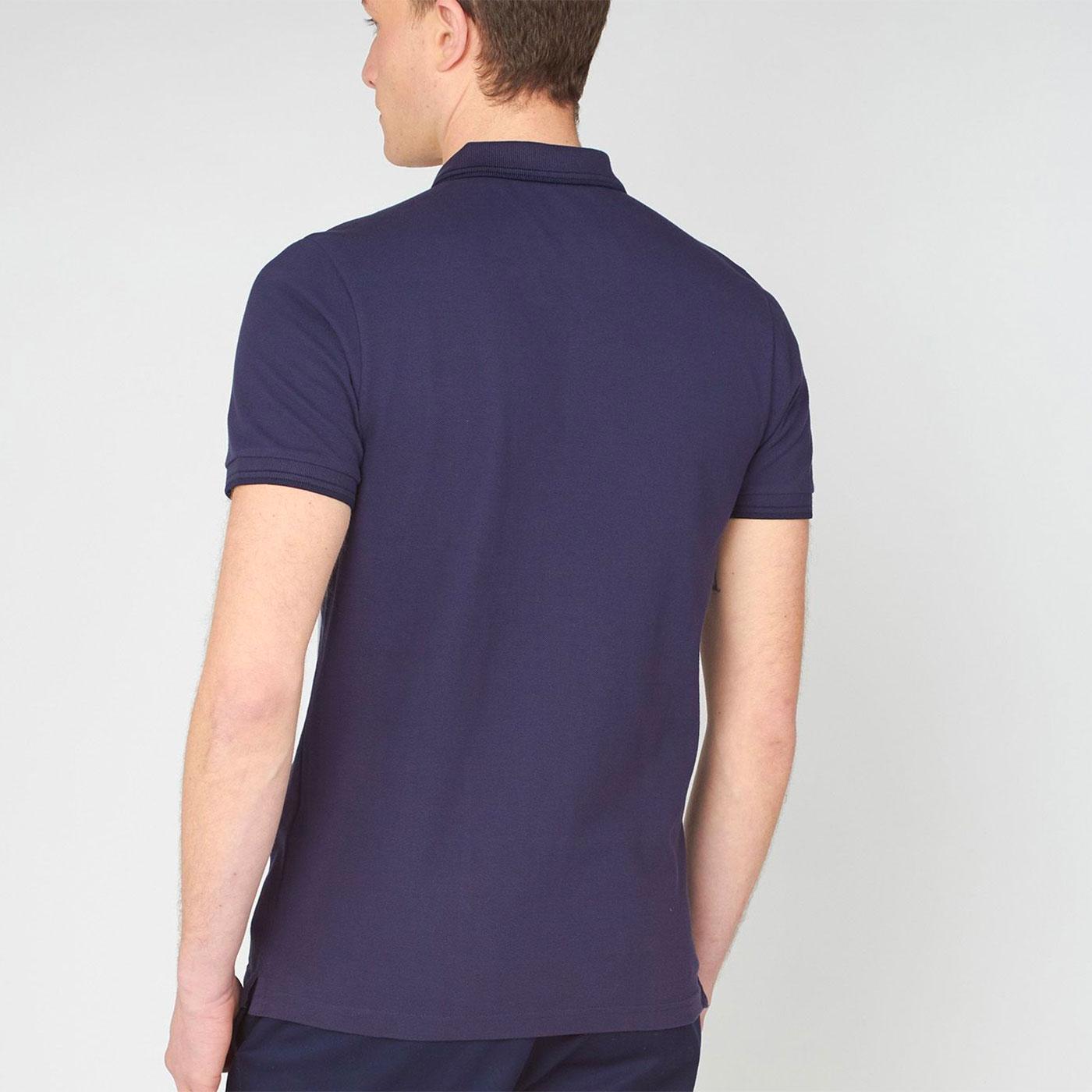 Ben Sherman Team Gb Block Stripe Mod Polo Top In Midnight