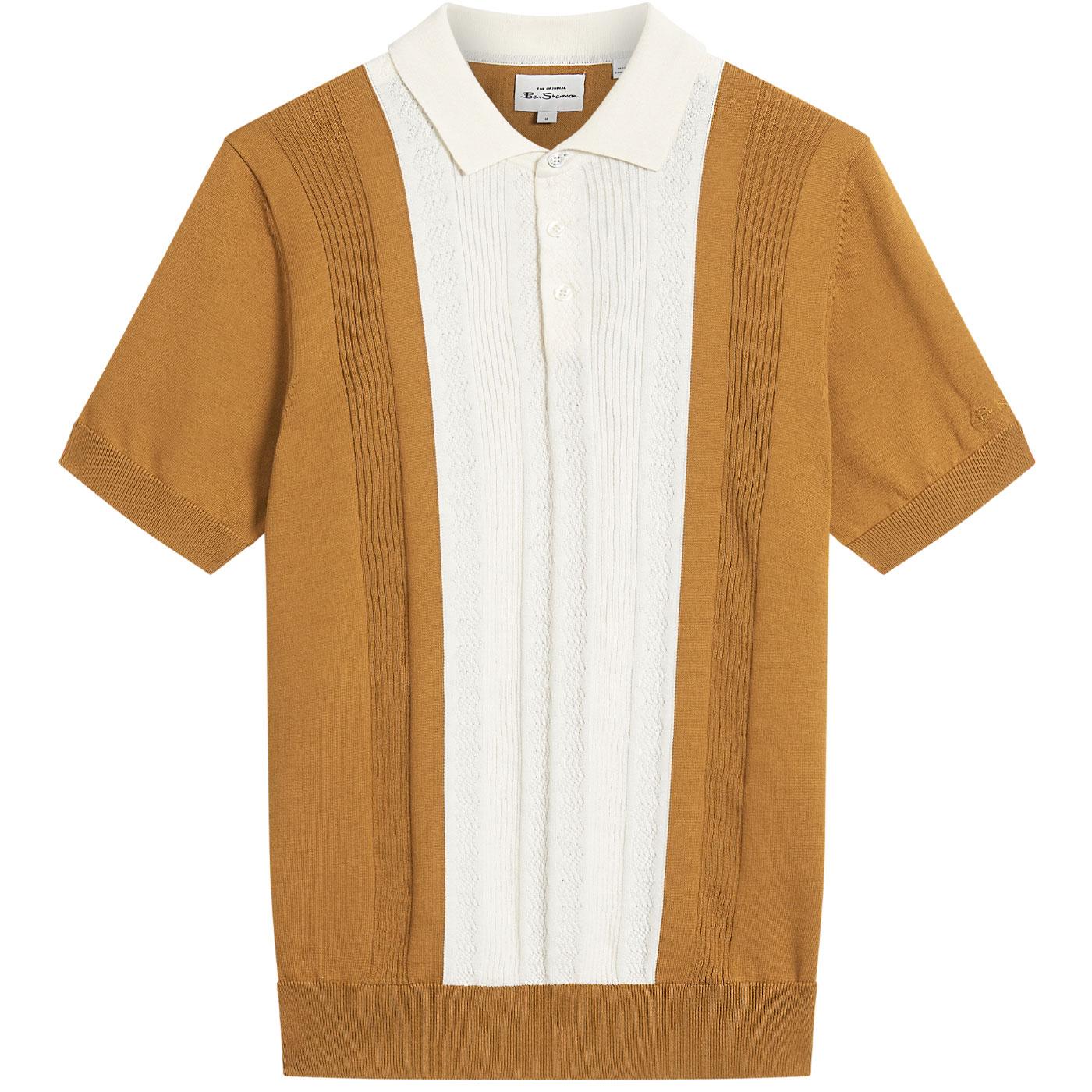 Ben Sherman Textured Block Stripe Knitted Polo C