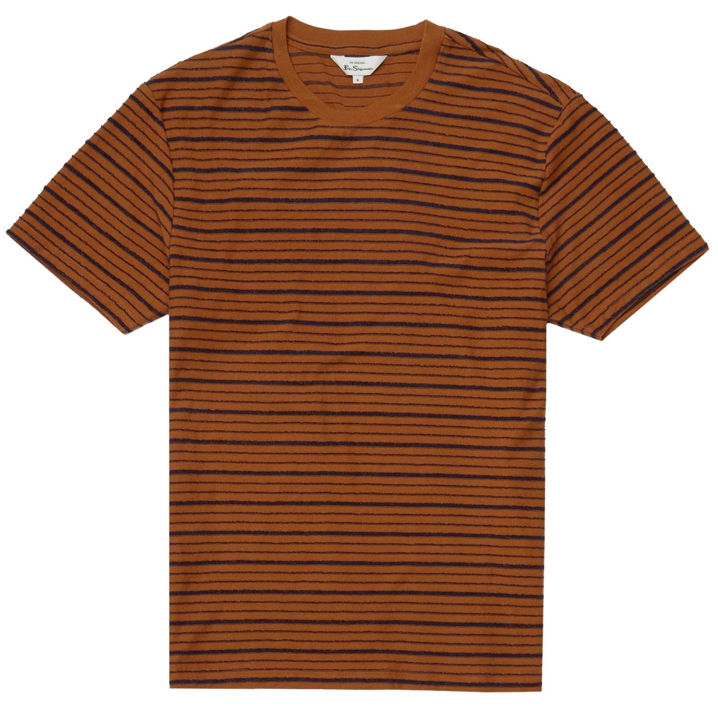 BEN SHERMAN Mens Textured Stripe Crew Neck T-Shirt