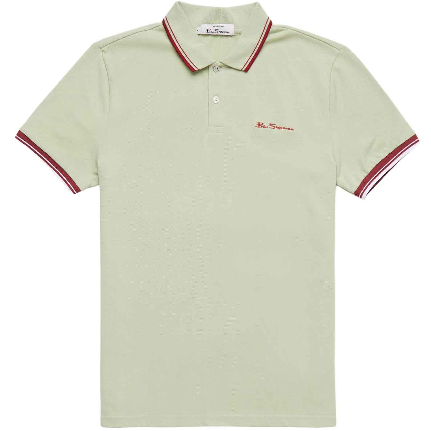 Ben Sherman Mod Tipped Signature Pique Polo in Pistachio