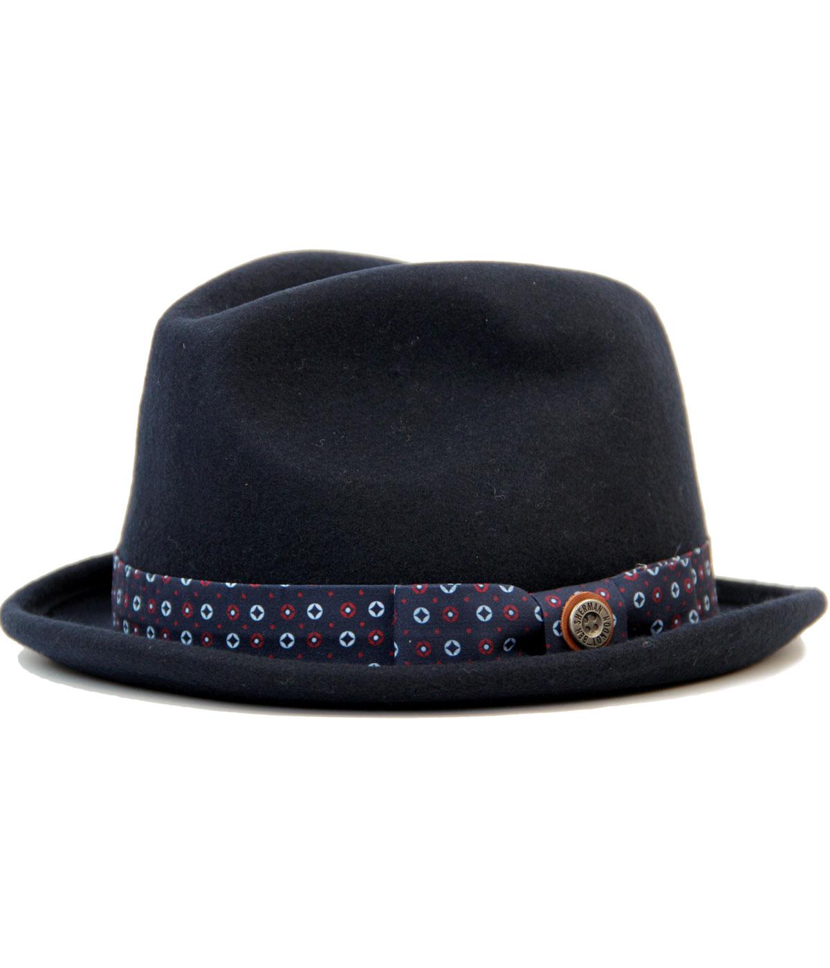 BEN SHERMAN 60s Mod Trilby Hat with Geo Print Band
