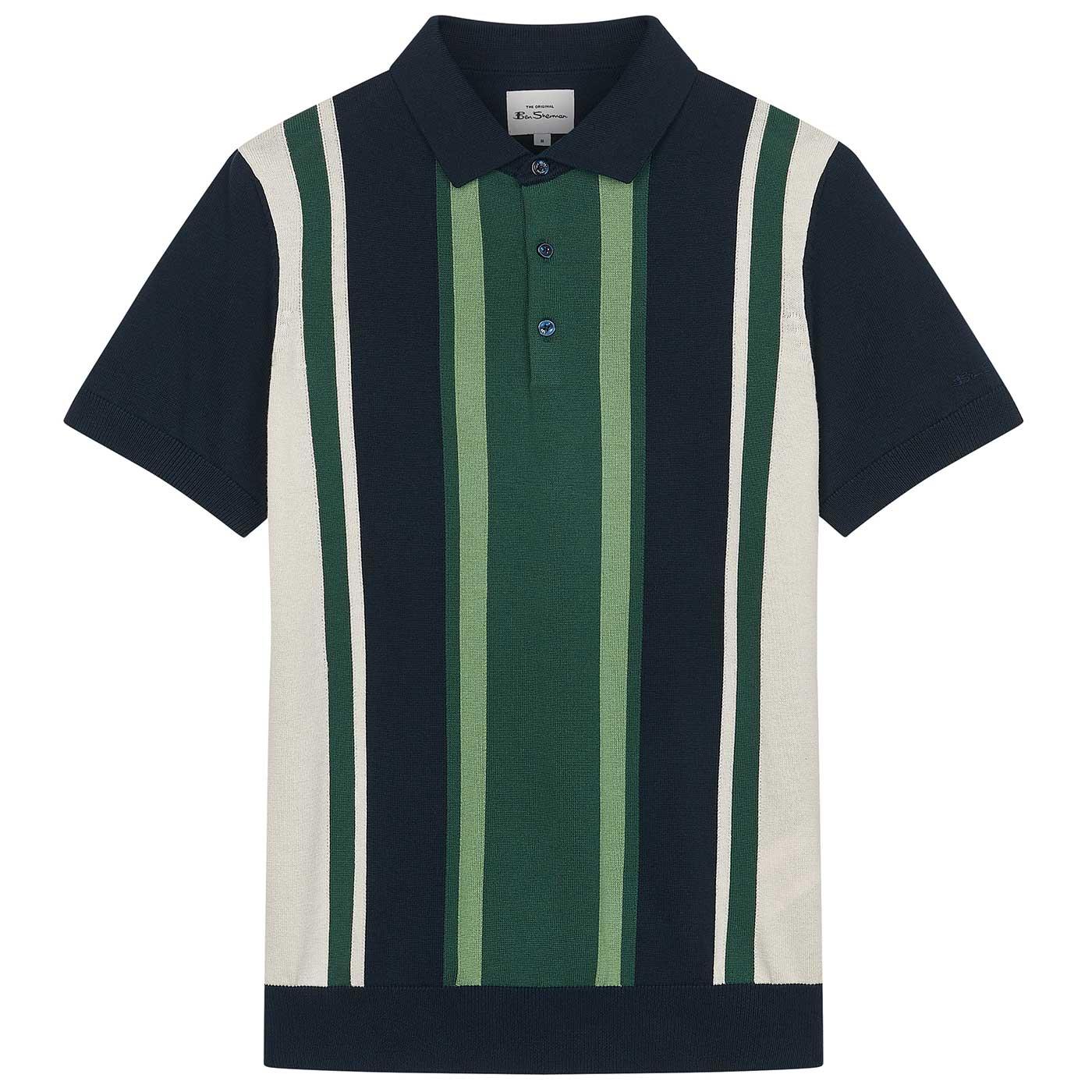 Ben Sherman Vertical Stripe Knitted Polo Shirt DN