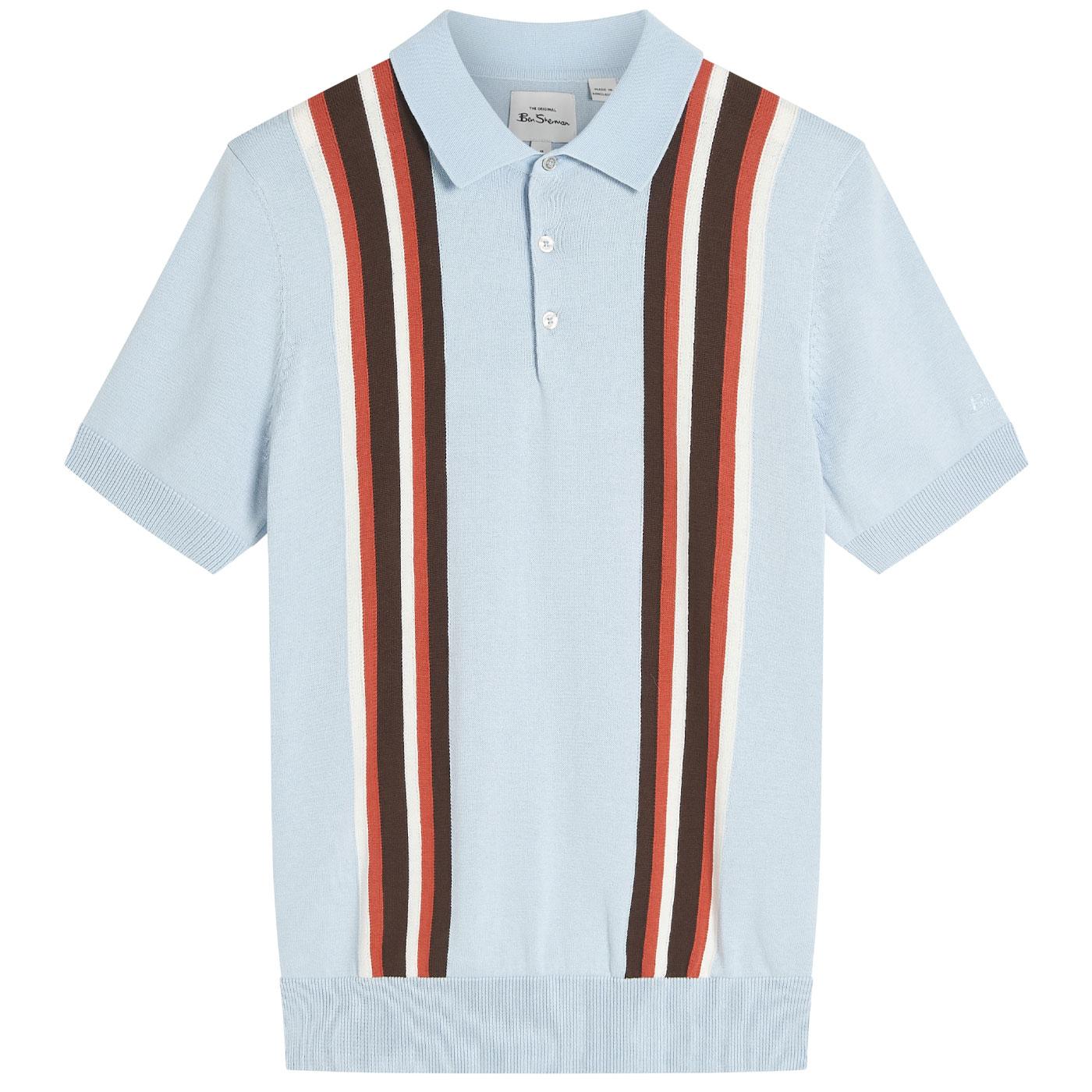 Ben Sherman Vertical Stripe Knitted Polo Shirt IB
