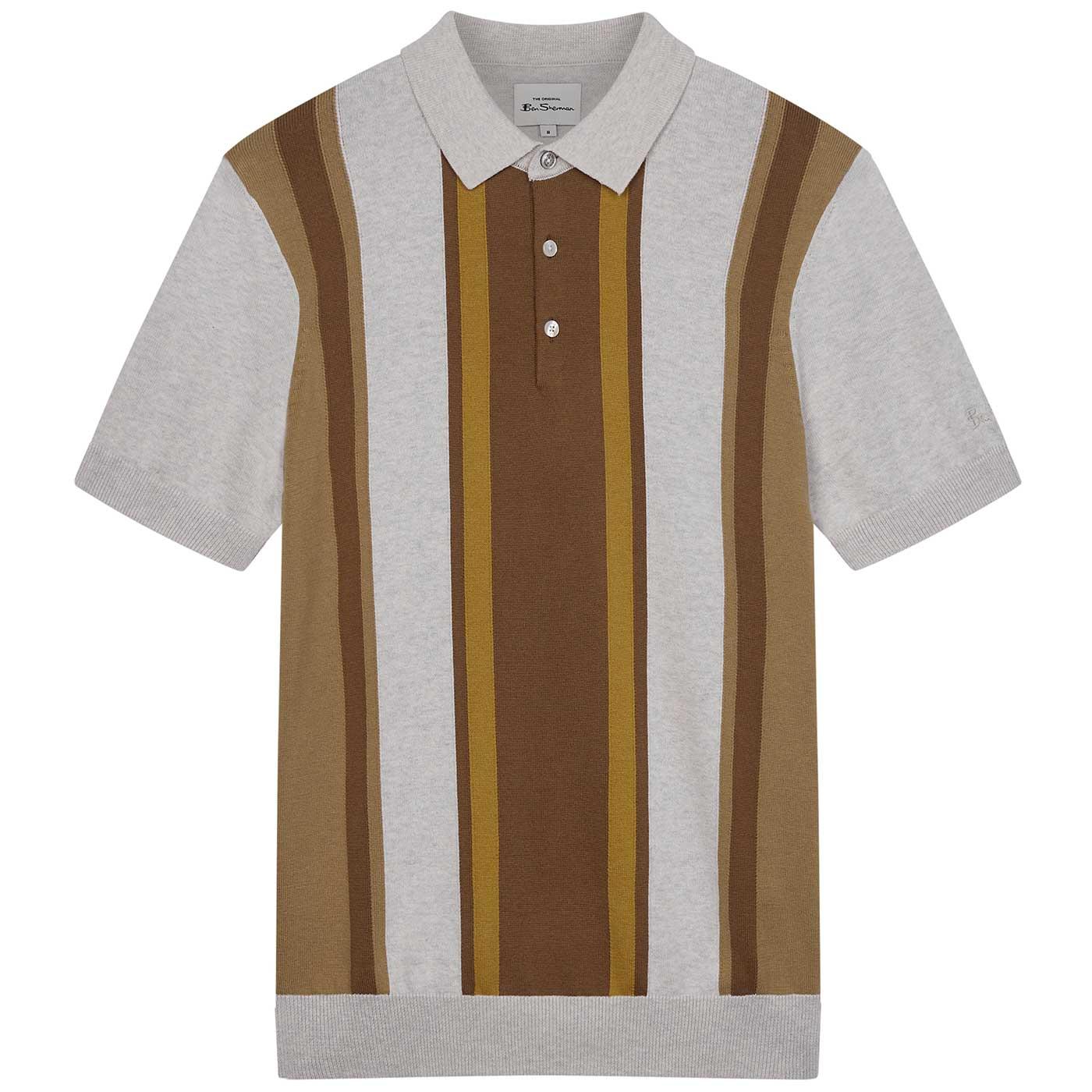Ben Sherman Vertical Stripe Knitted Polo Shirt I
