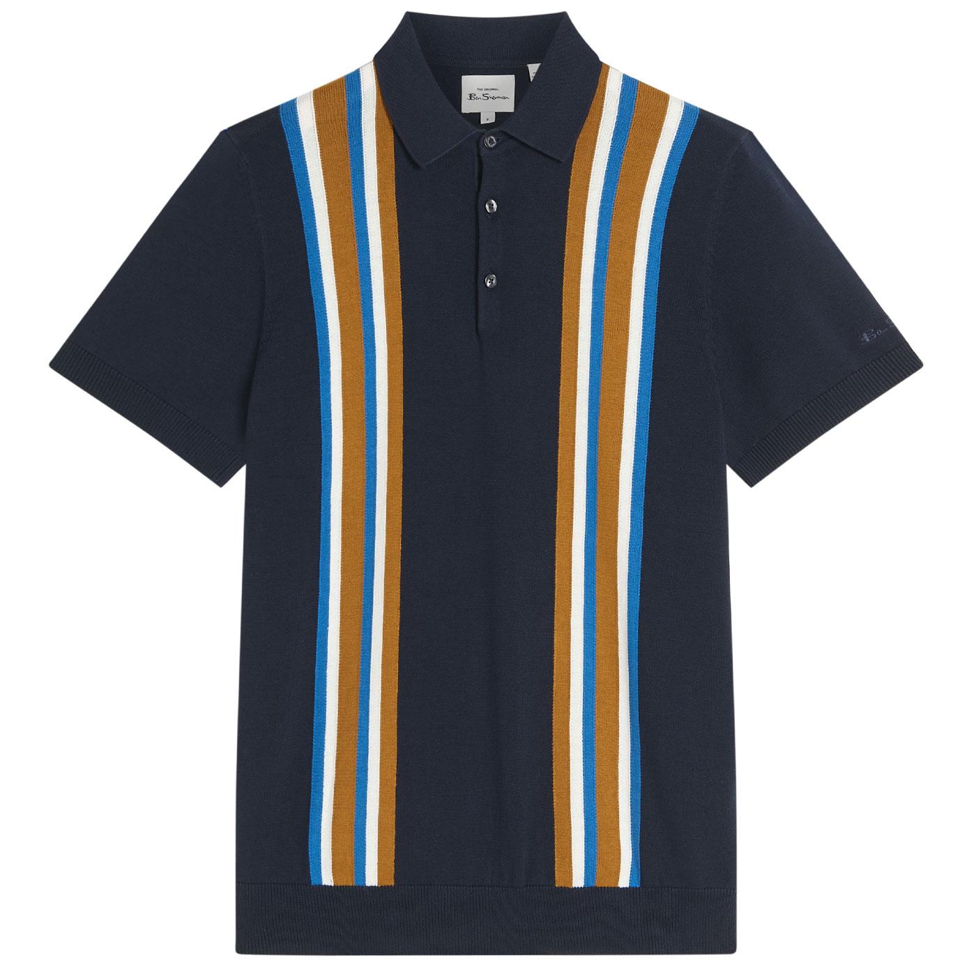 Ben Sherman Vertical Stripe Knitted Polo Shirt DN