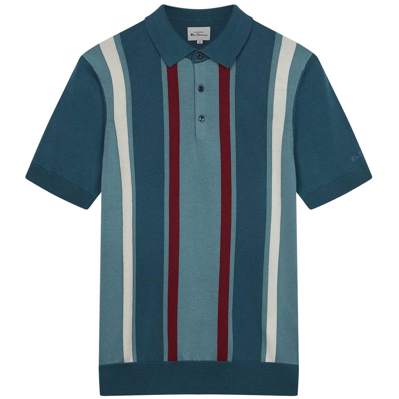 Ben Sherman Vertical Stripe Knitted Polo Shirt T