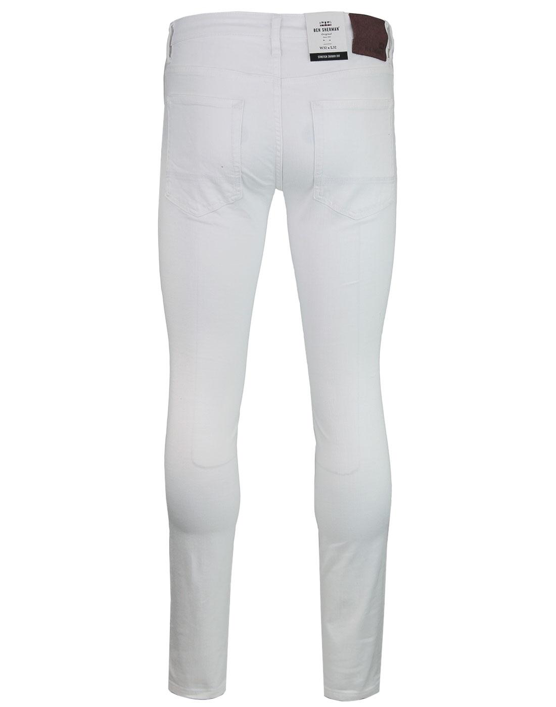 BEN SHERMAN Men's Retro 1960s Mod White Skinny Jeans
