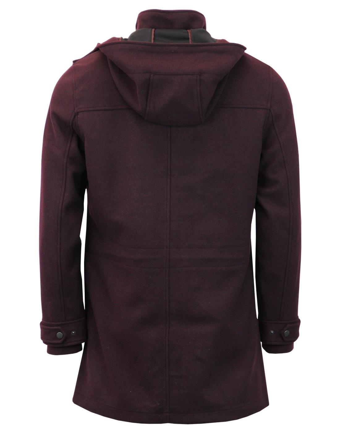 BEN SHERMAN Retro 1960s Mod Bonded Wool Parka Jacket in Wine