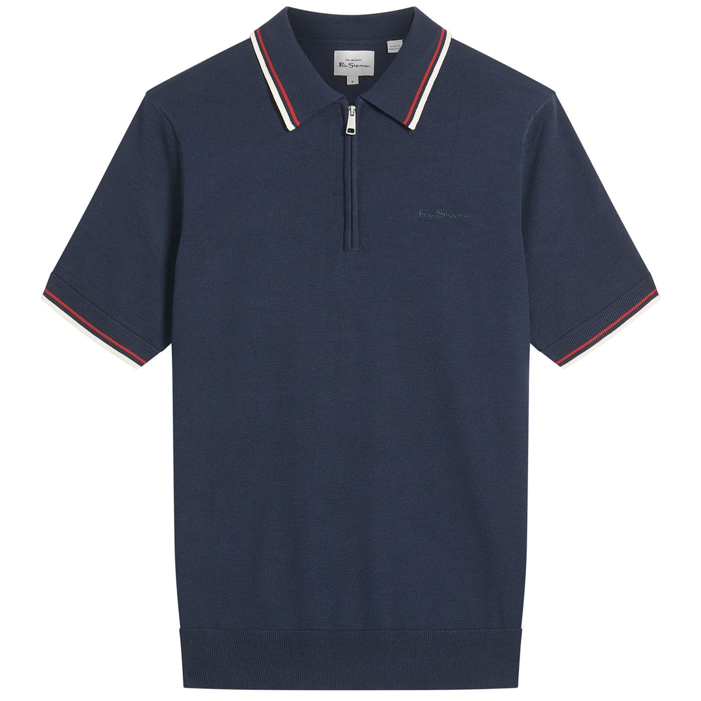 Ben Sherman Signature Knitted Zip Neck Polo Shirt 