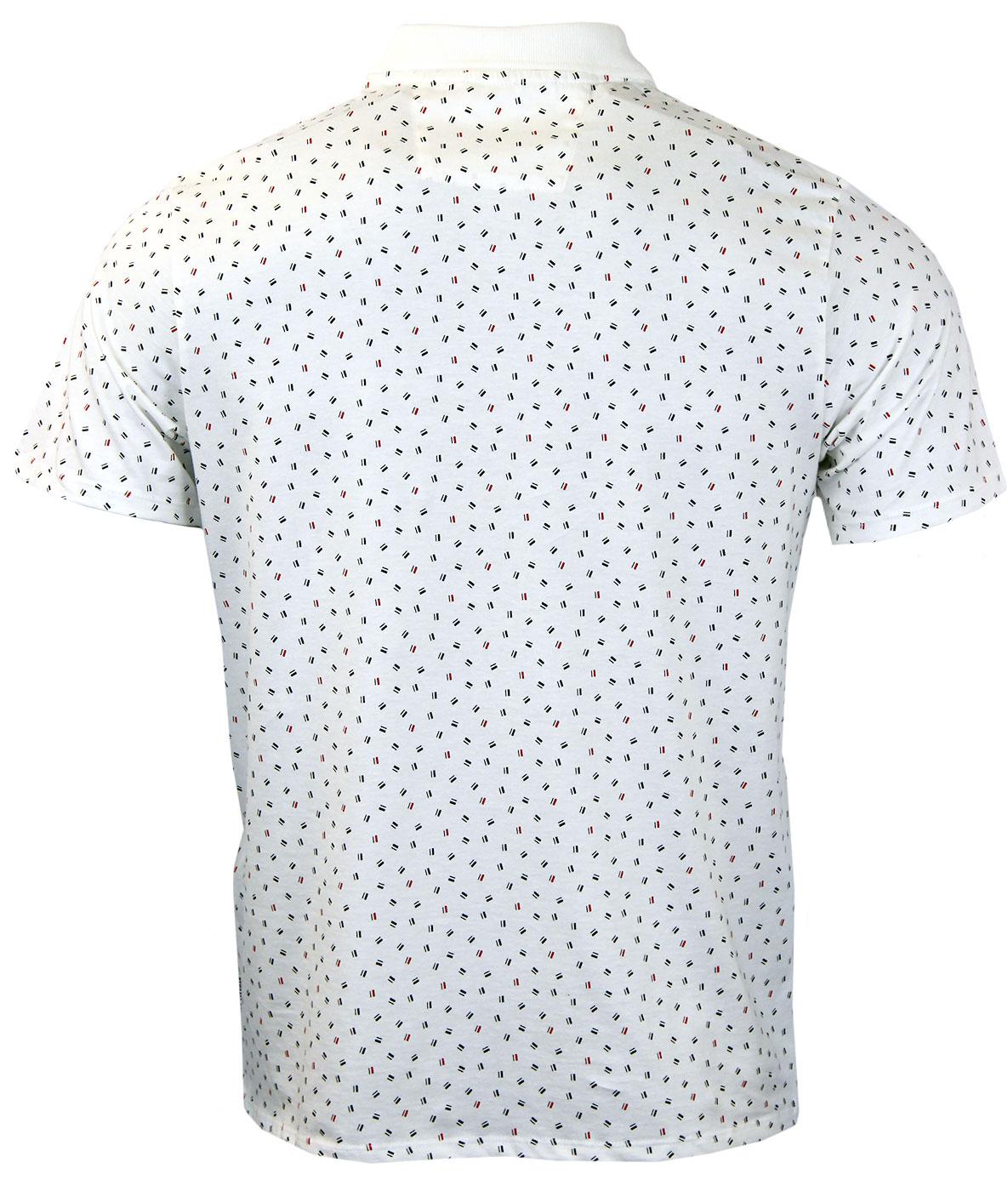 BEN SHERMAN Retro Mod Abstract Scatter Print Polo Shirt Off White