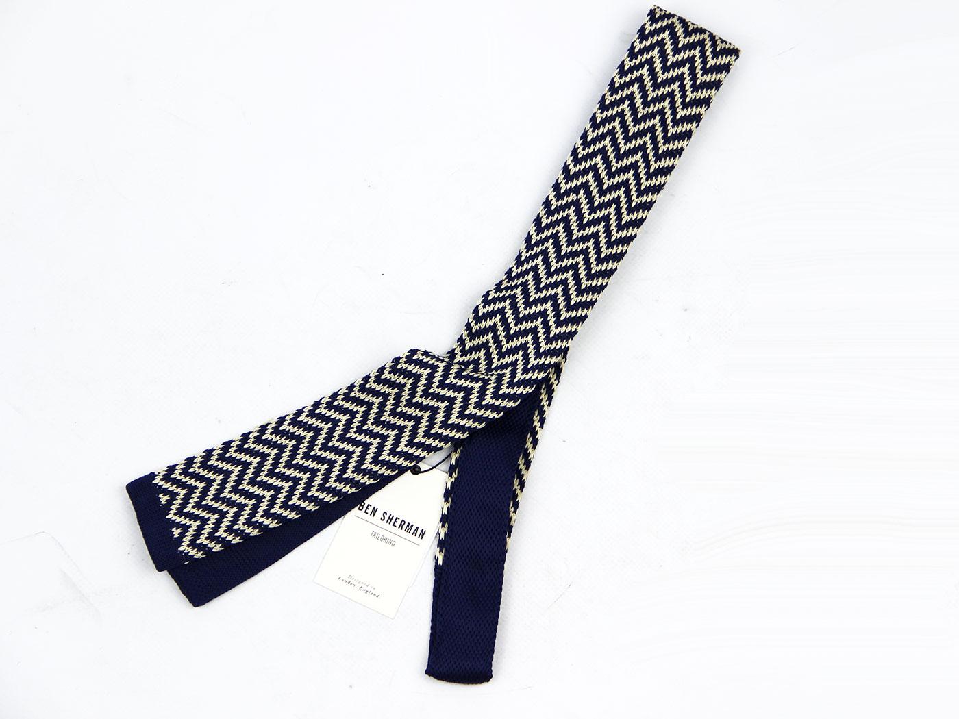 BEN SHERMAN Retro 60s Mod Zig Zag Knitted Tie (JS)