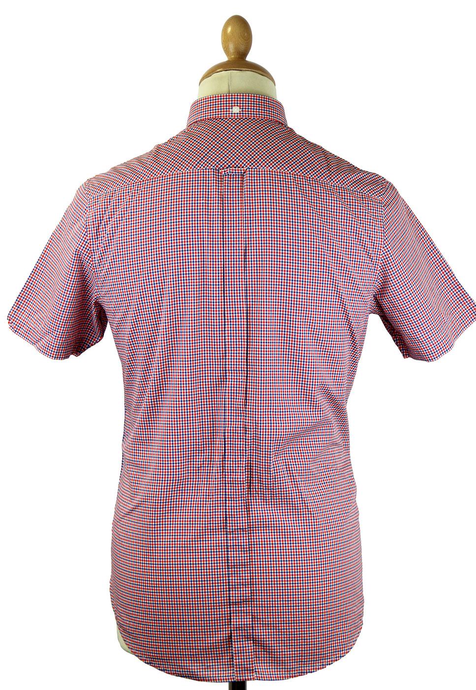 Ben Sherman Men's Mini Mod Check Button Down Retro Shirt in Red