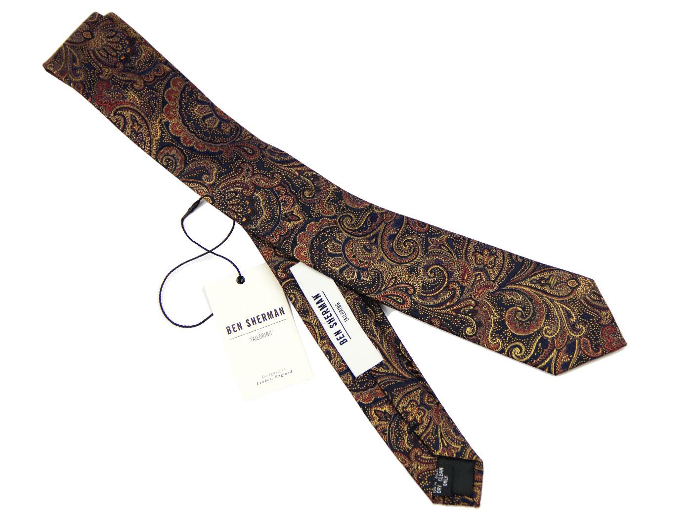 Ben Sherman Tailoring Retro 60s Mod Paisley Tie in Peacoat