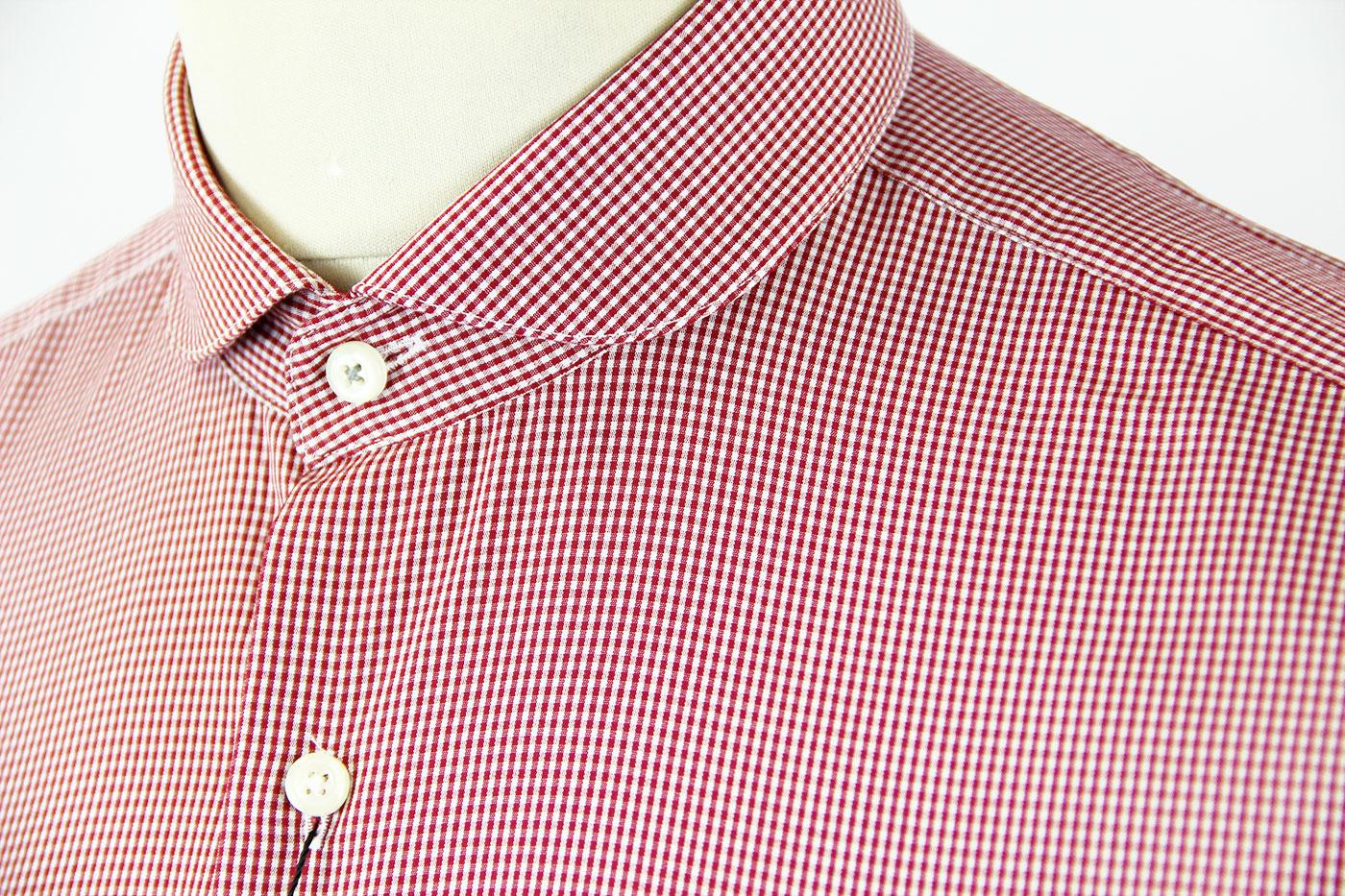 BEN SHERMAN Retro Mod Tailored Gingham Penny Collar Shirt Red