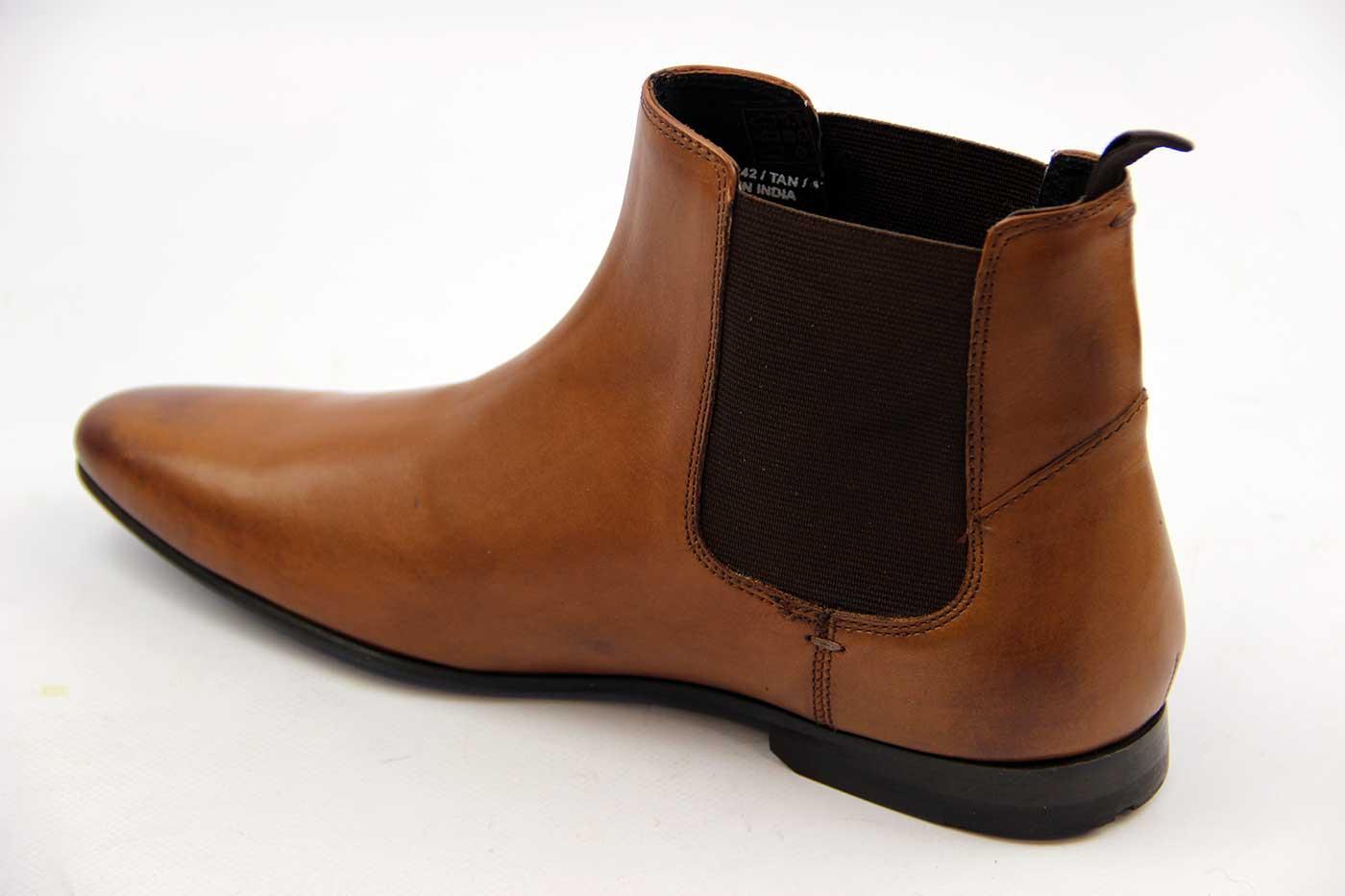 BEN SHERMAN Ripy Retro Sixties Mod Chelsea Boots Tan Leather
