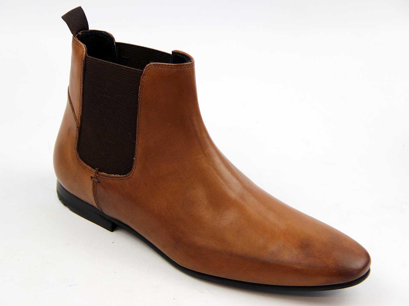 BEN SHERMAN Ripy Retro Sixties Mod Chelsea Boots Tan Leather