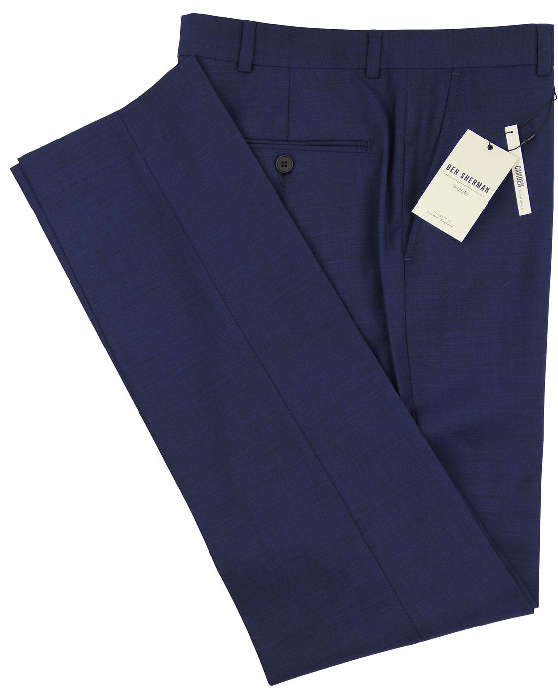 moco corto Novedad BEN SHERMAN Tailoring Retro Mod Slim Fit Tonic Trousers Med Blue