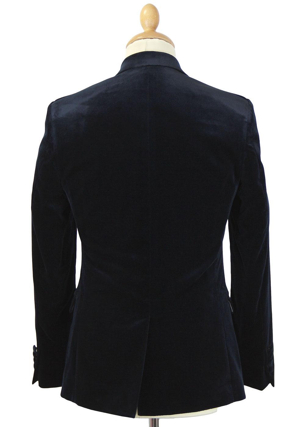 BEN SHERMAN TAILORING Retro Mod Velvet Evening Jacket Dark Navy