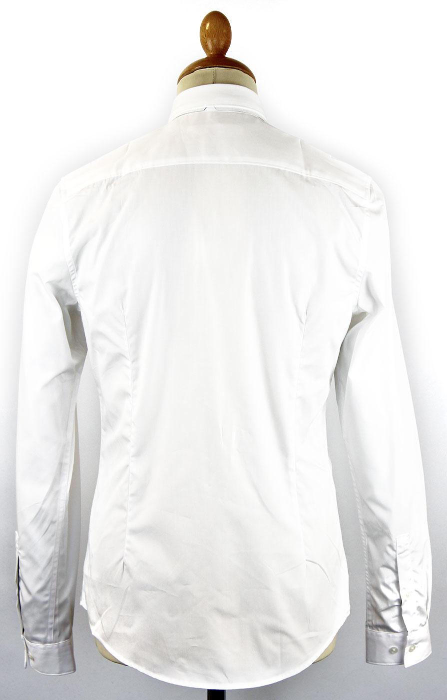 BEN SHERMAN Retro 60s Mod Soho Slim Fit Tux Shirt White