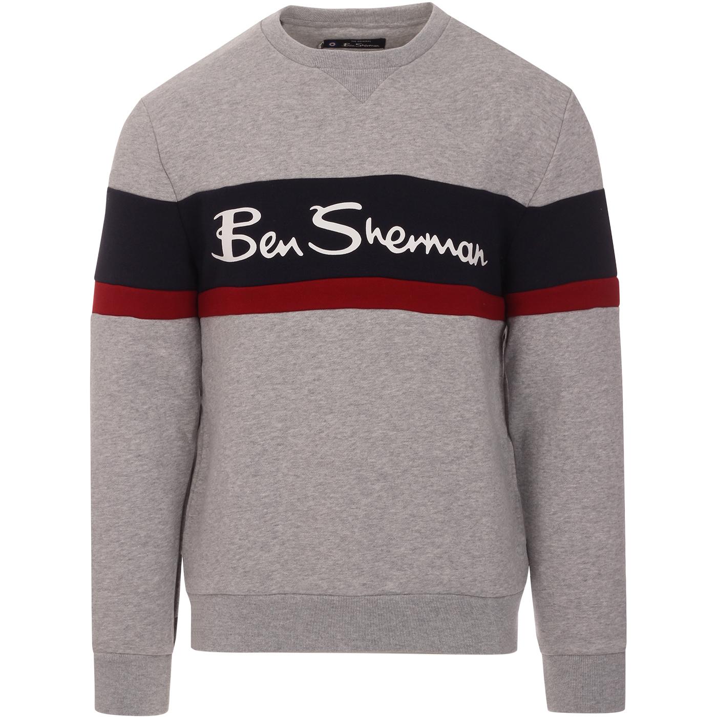 BEN SHERMAN Retro 80s Sports Logo Sweatshirt Light Grey