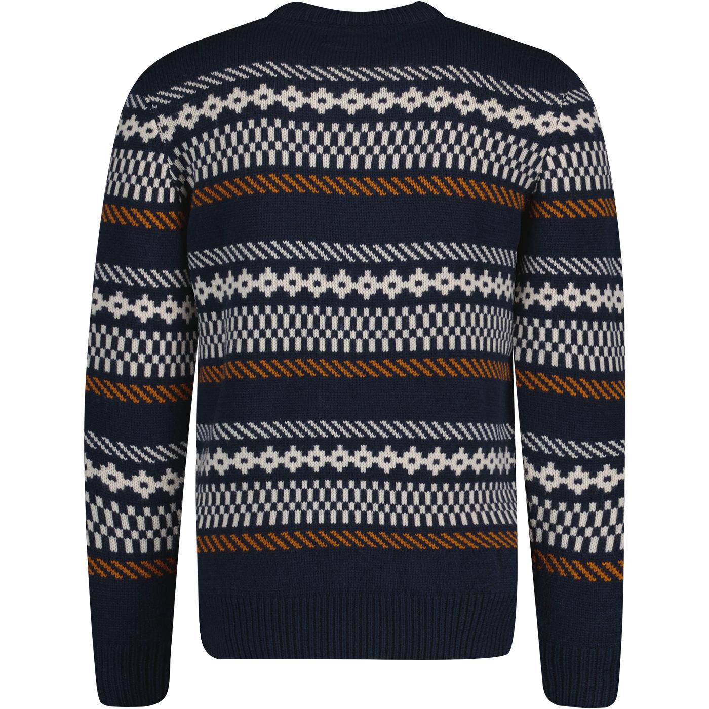 Ben Sherman Vintage Fairisle Crew Jumper in Marine