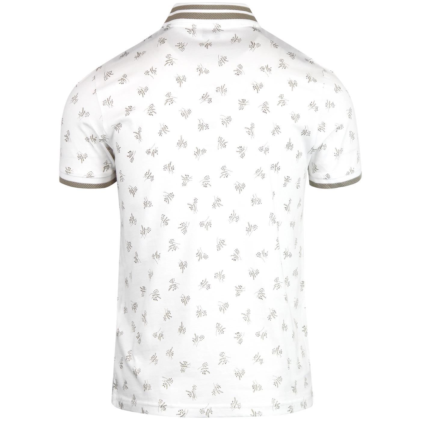 BEN SHERMAN Men's 1970's Archive Print Mod Polo in White