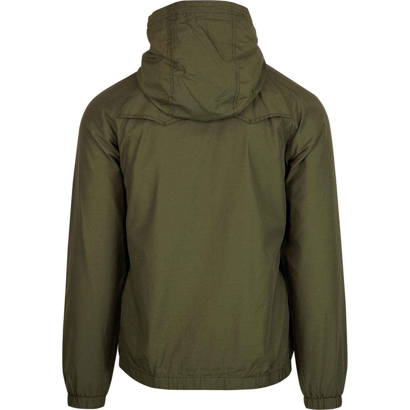 Ben Sherman Hooded Jacket in Khaki Green waterproof nylon cotton blend 