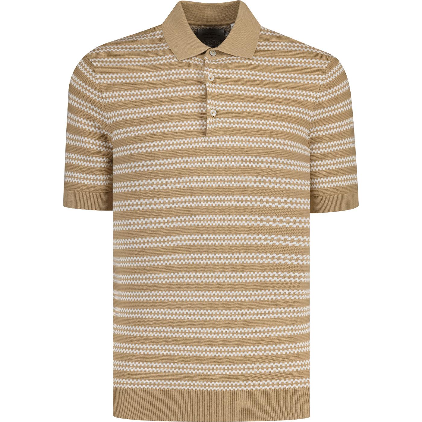Ben Sherman Jacquard Stripe Knitted Polo Shirt S
