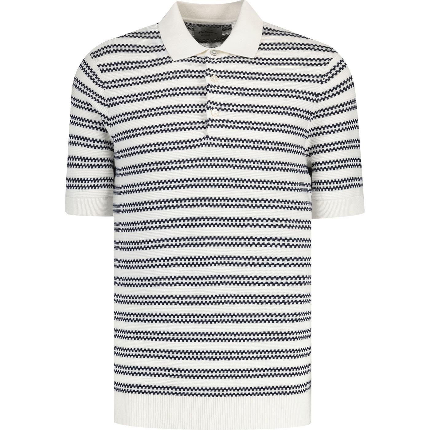 Ben Sherman Jacquard Stripe Knitted Polo Shirt I