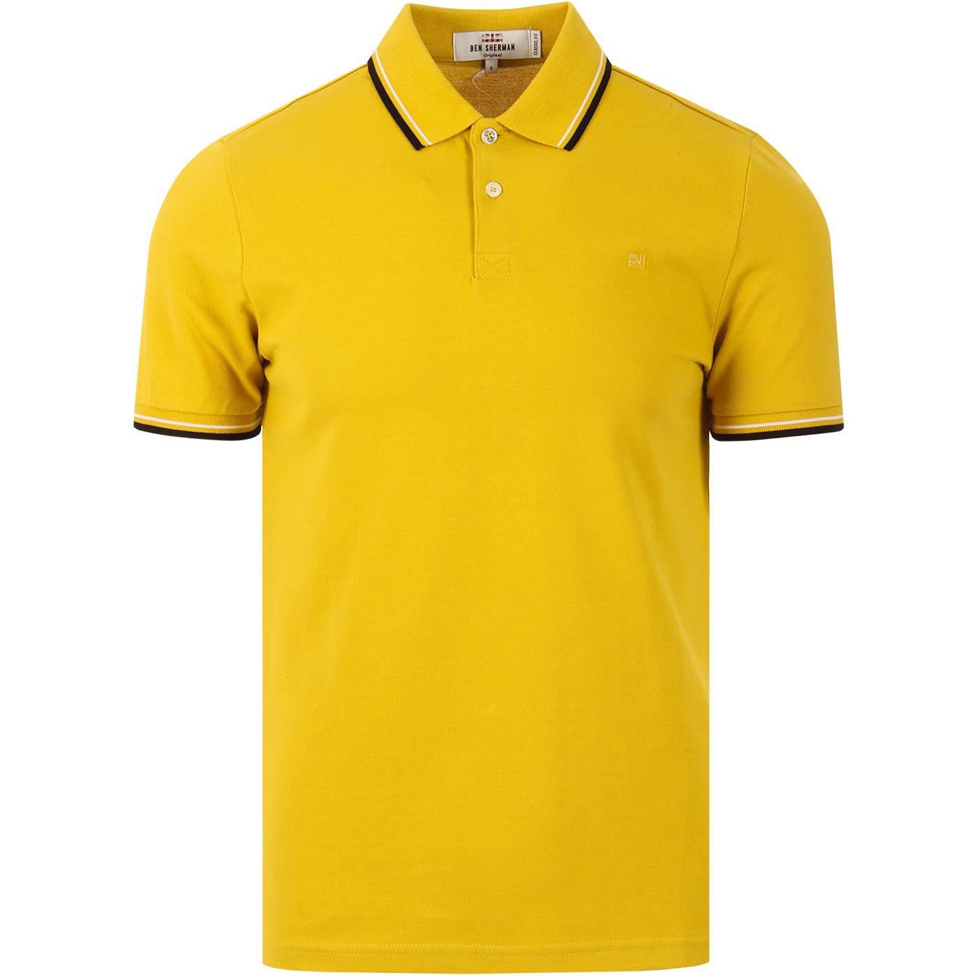 BEN SHERMAN Romford Retro Mod Pique Polo Shirt Dijon