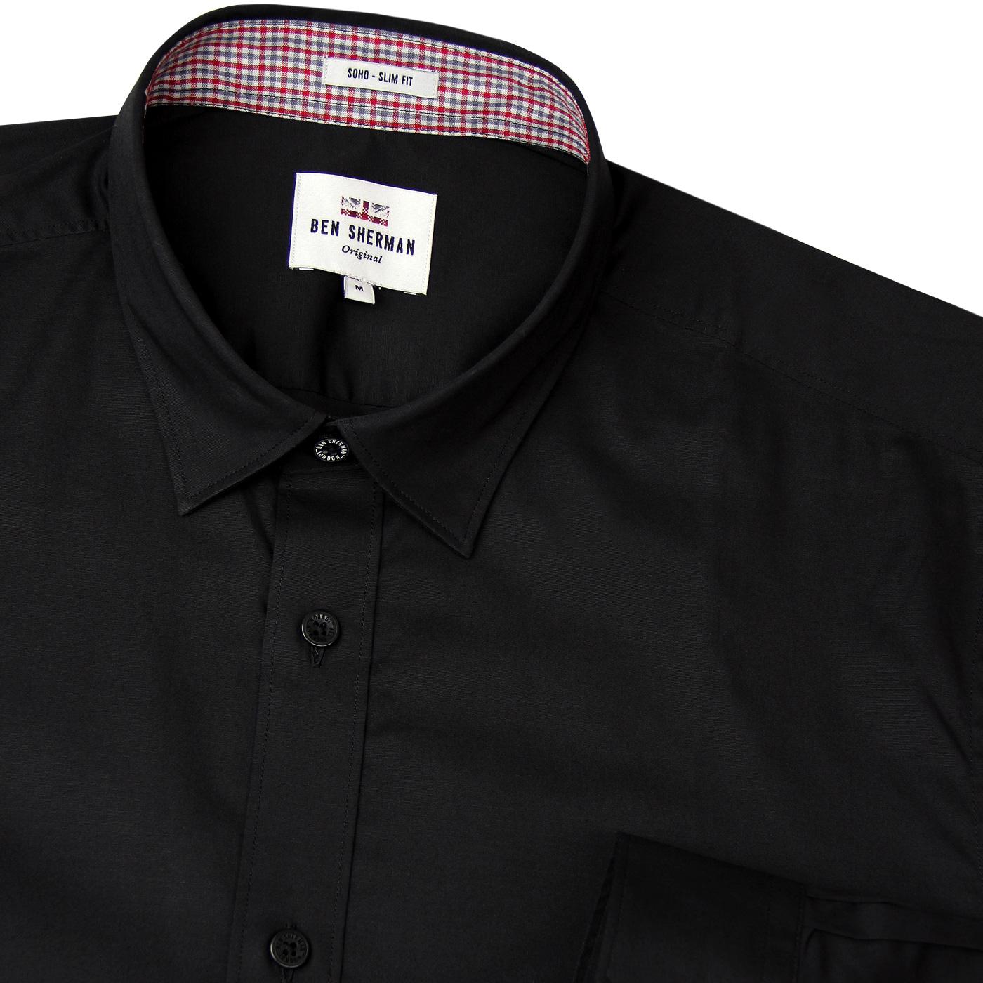 BEN SHERMAN Men's Retro Mod Poplin Shirt in Black