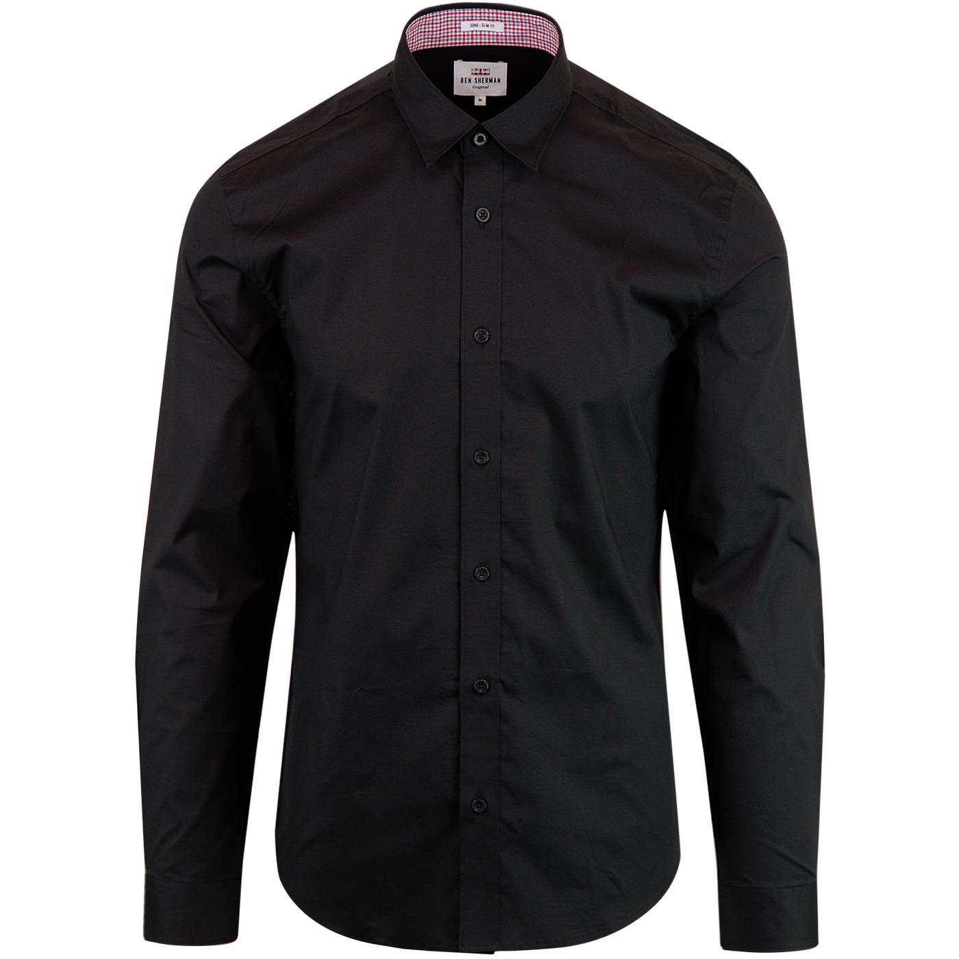 BEN SHERMAN Men's Retro Mod Poplin Shirt -in Black