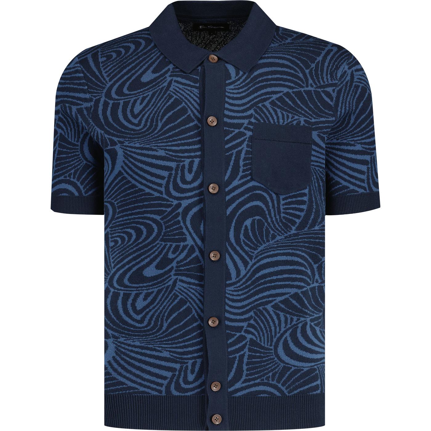 Ben Sherman Swirl Jacquard Button Through Polo DN