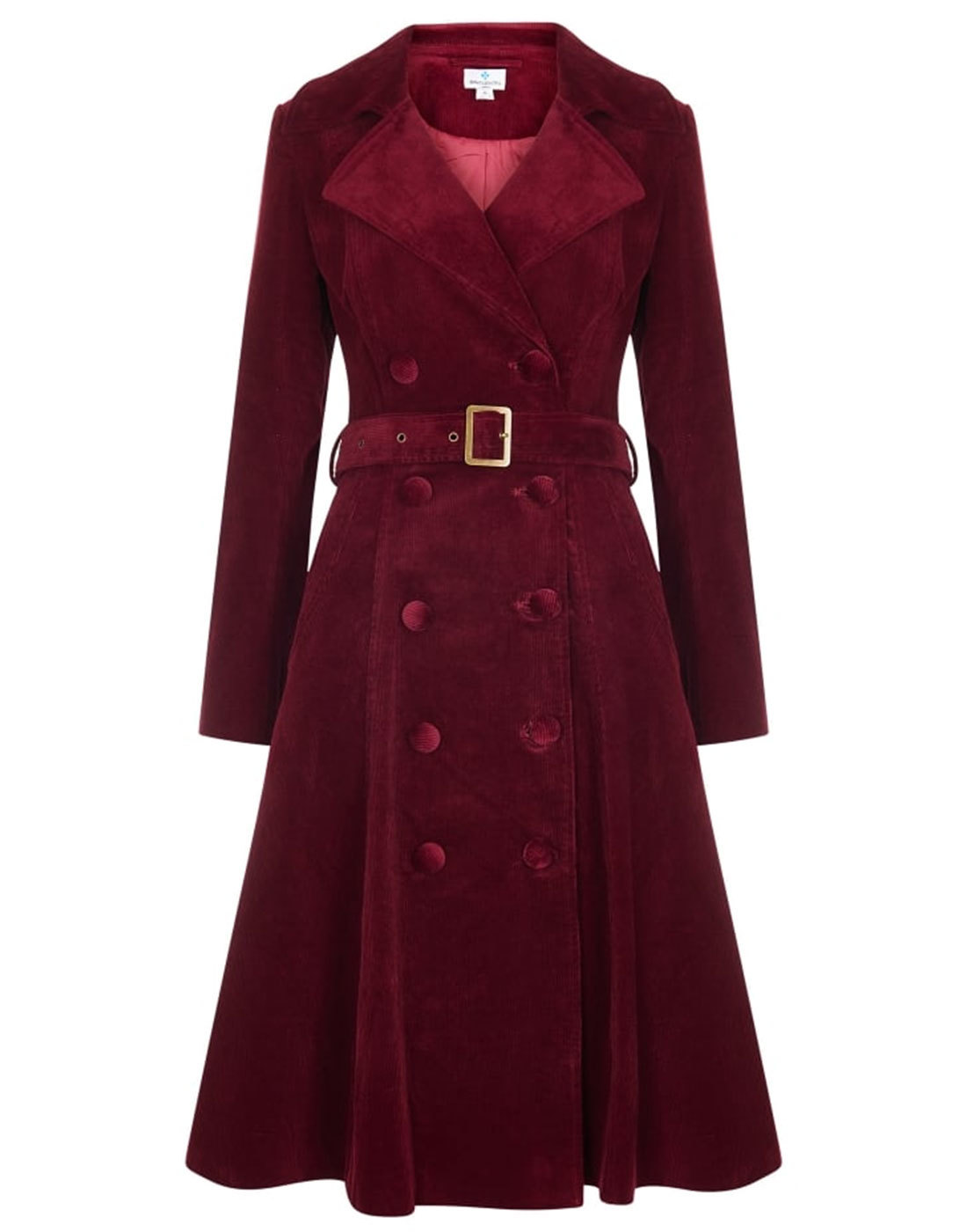 Sage BRIGHT & BEAUTIFUL Retro 60s Belted Cord Coat