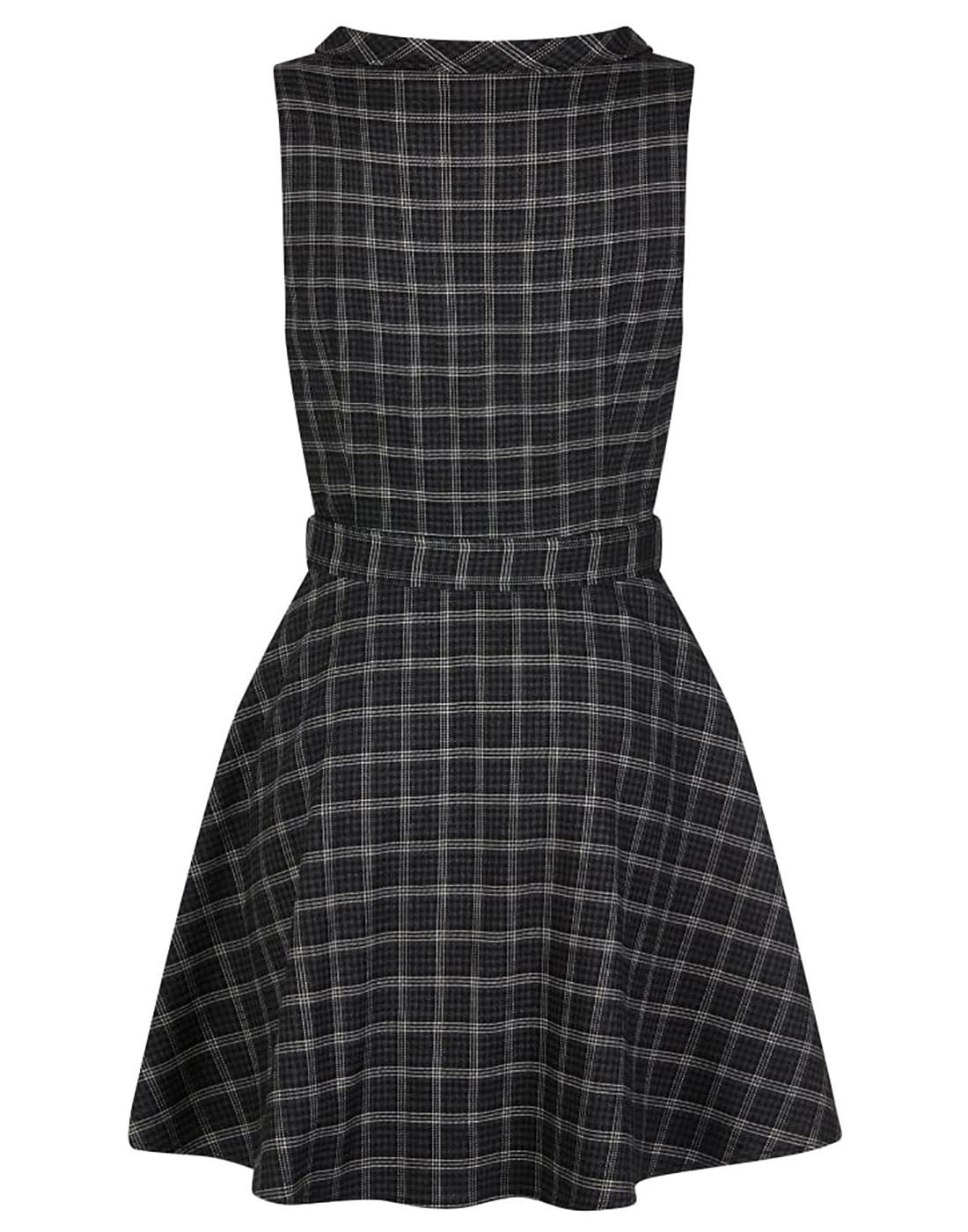 BRIGHT AND BEAUTIFUL Ruth Retro 60s Mod Dress in Grey Check Tweed