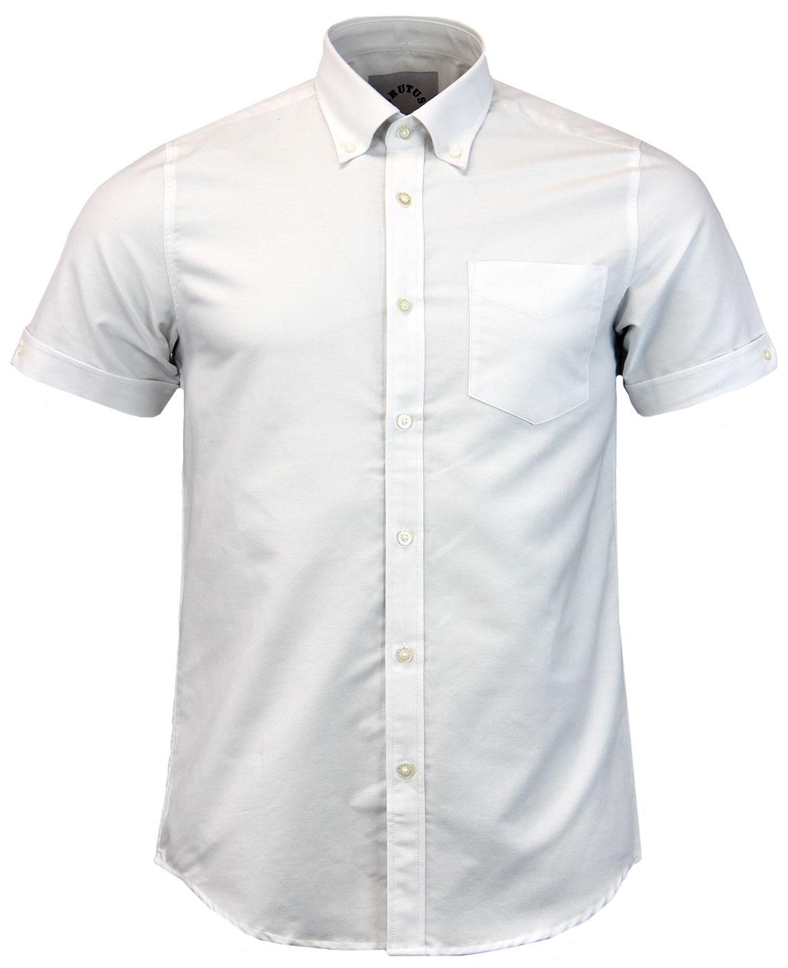 BRUTUS Retro Mod Button Down Oxford Shirt in White